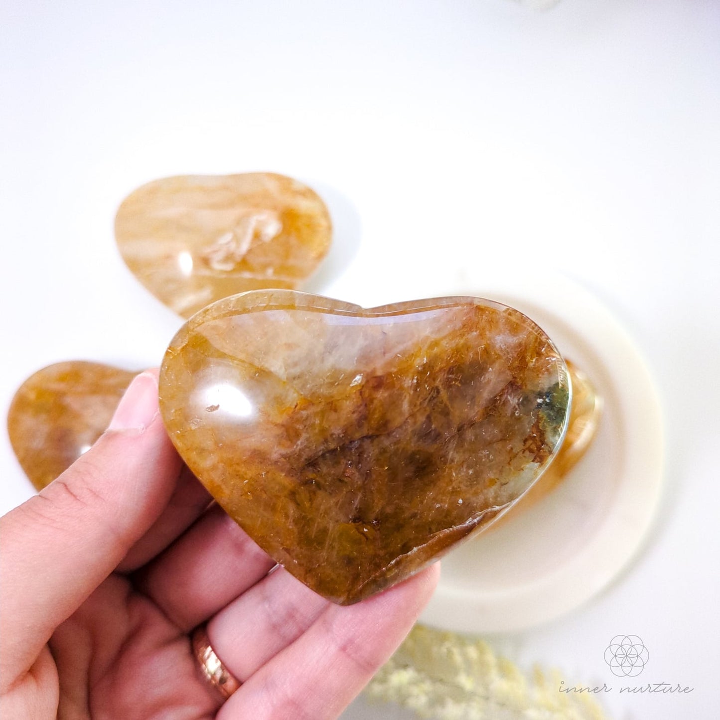 Golden Healer Puff Heart - Large Sizes | Crystal Shop Australia - Inner Nurture