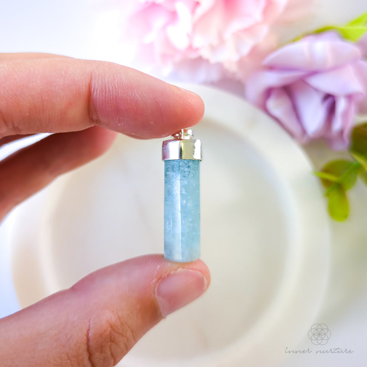 Aquamarine Pendant - Sterling Silver