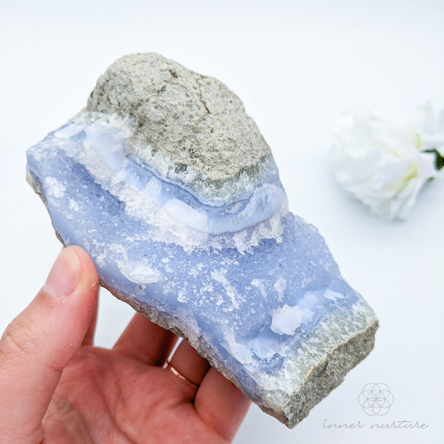 Blue Lace Agate Geode - 360g | Beautiful, High Vibe Crystals & Healing Tools | Shop Crystals Online Australia