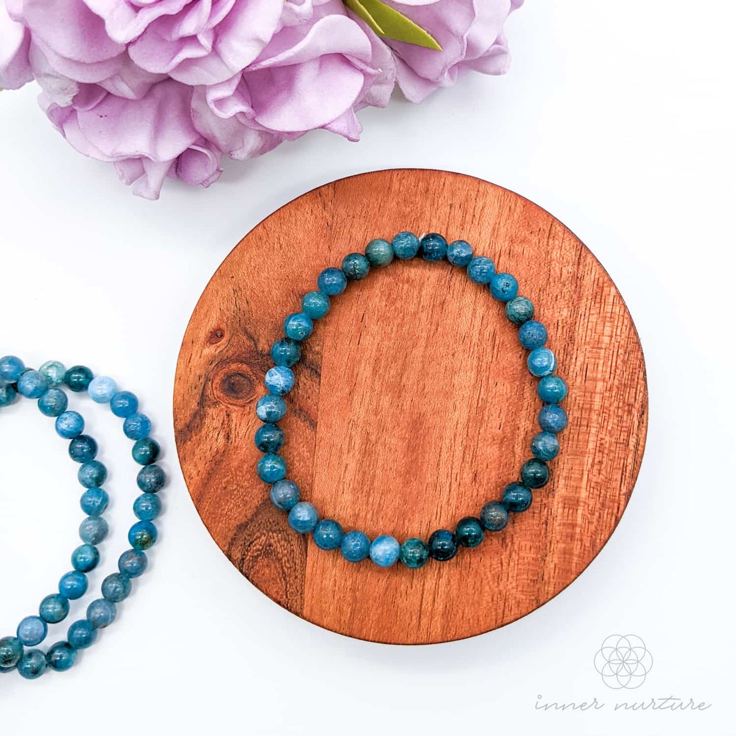Blue Apatite Bracelet (6mm Polished Beads) | Shop Crystal Jewellery Australia - Inner Nurture
