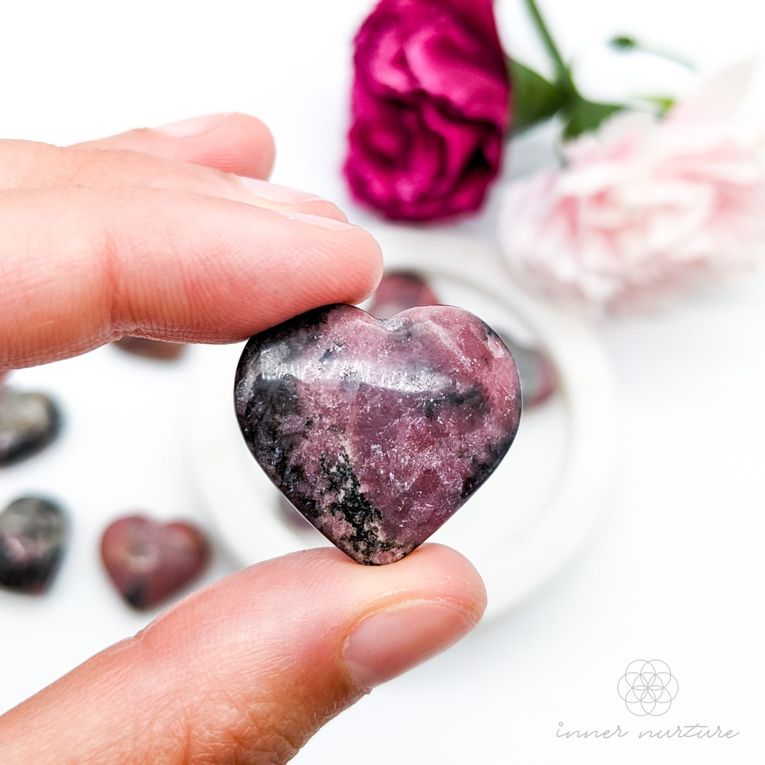 rhodonite mini crystal heart - inner nurture crystal shop australia