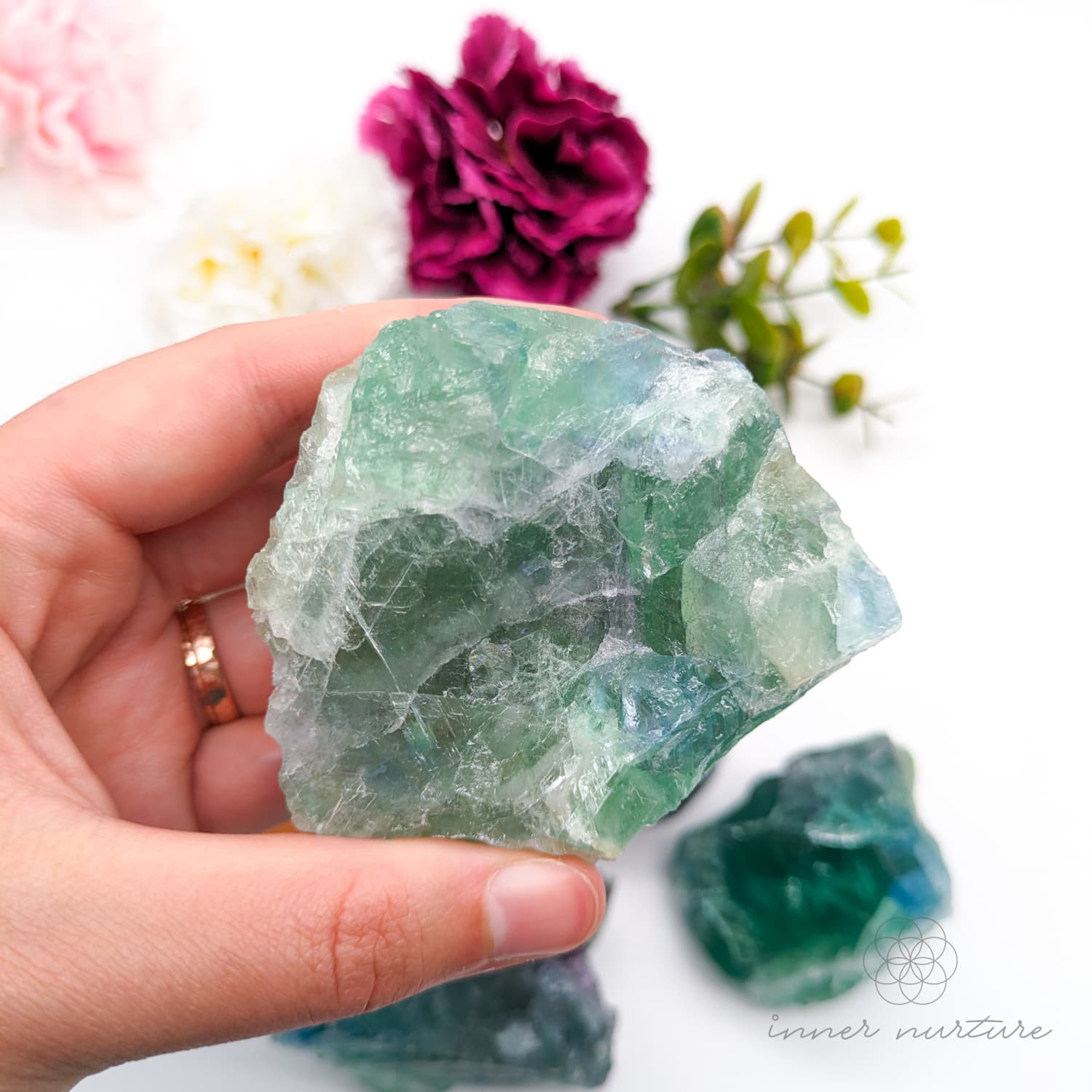 rainbow fluorite raw natural specimen - cobbed - inner nurture australia
