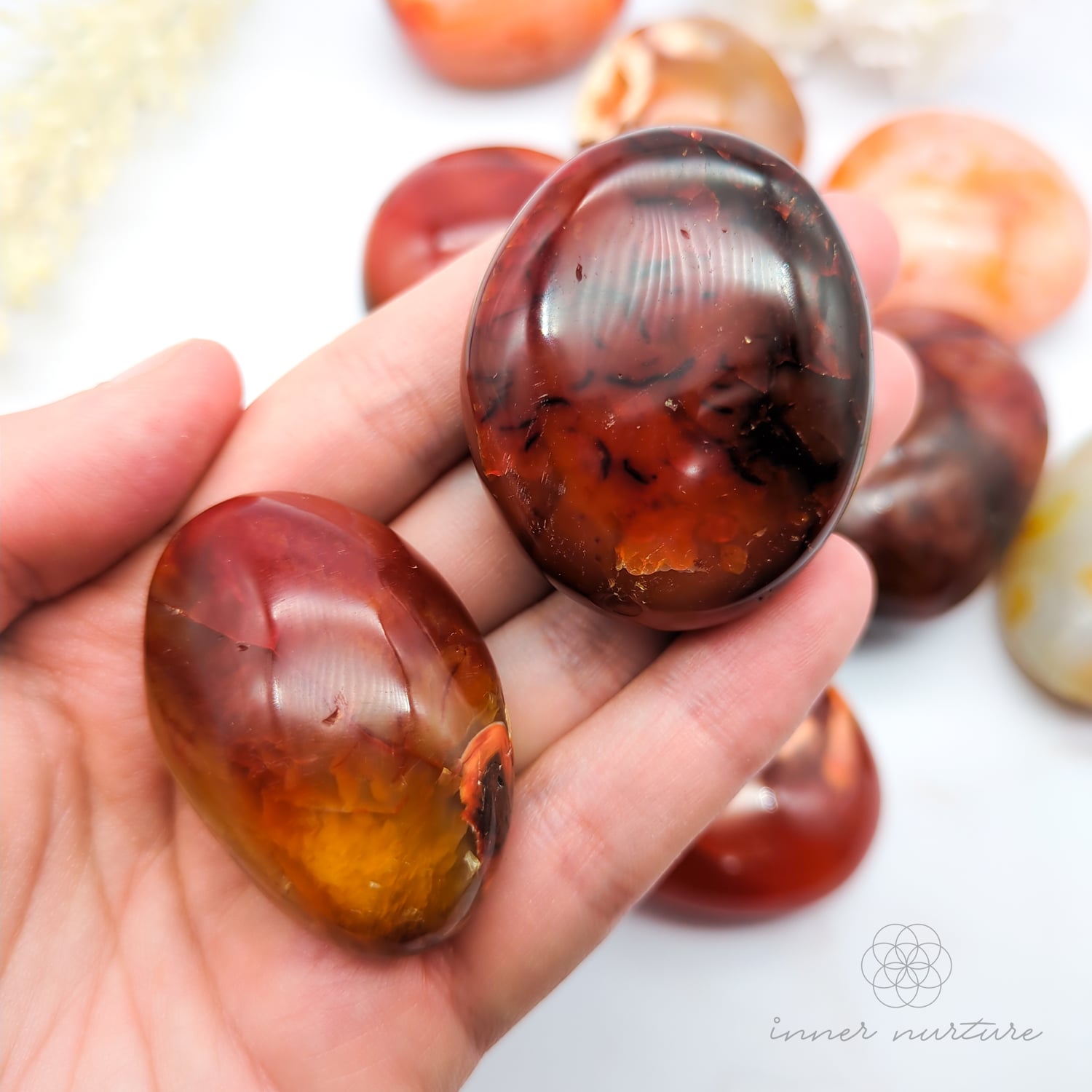 carnelian palm stone - Inner Nurture Australia