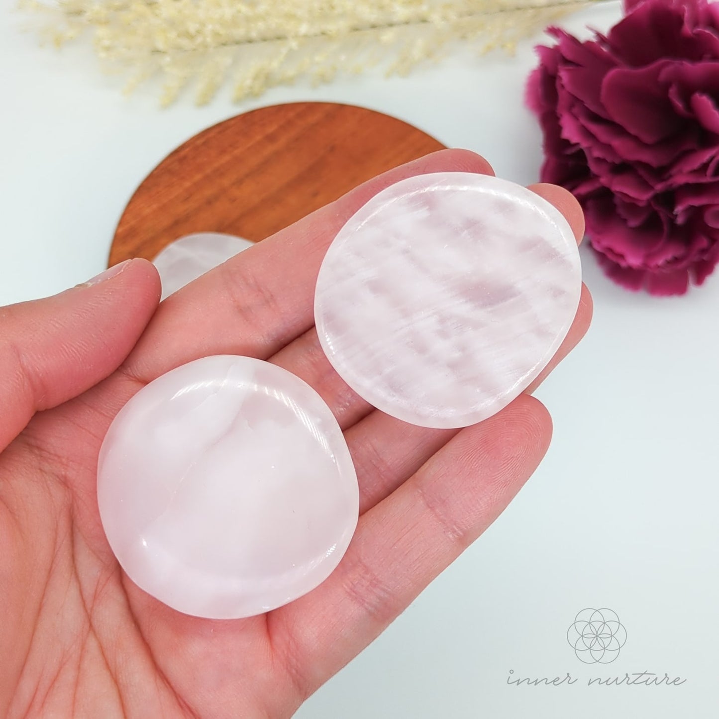 Pink Calcite Palm Stone | Crystal Shop Australia - Inner Nurture