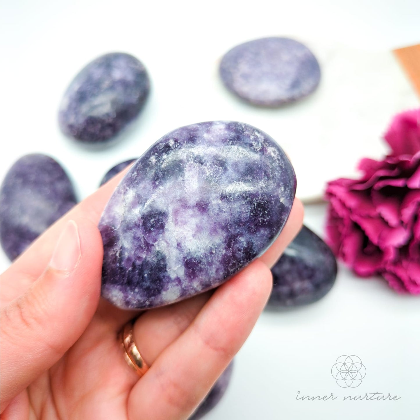 Lepidolite Palm Stone | Crystal Shop Australia - Inner Nurture