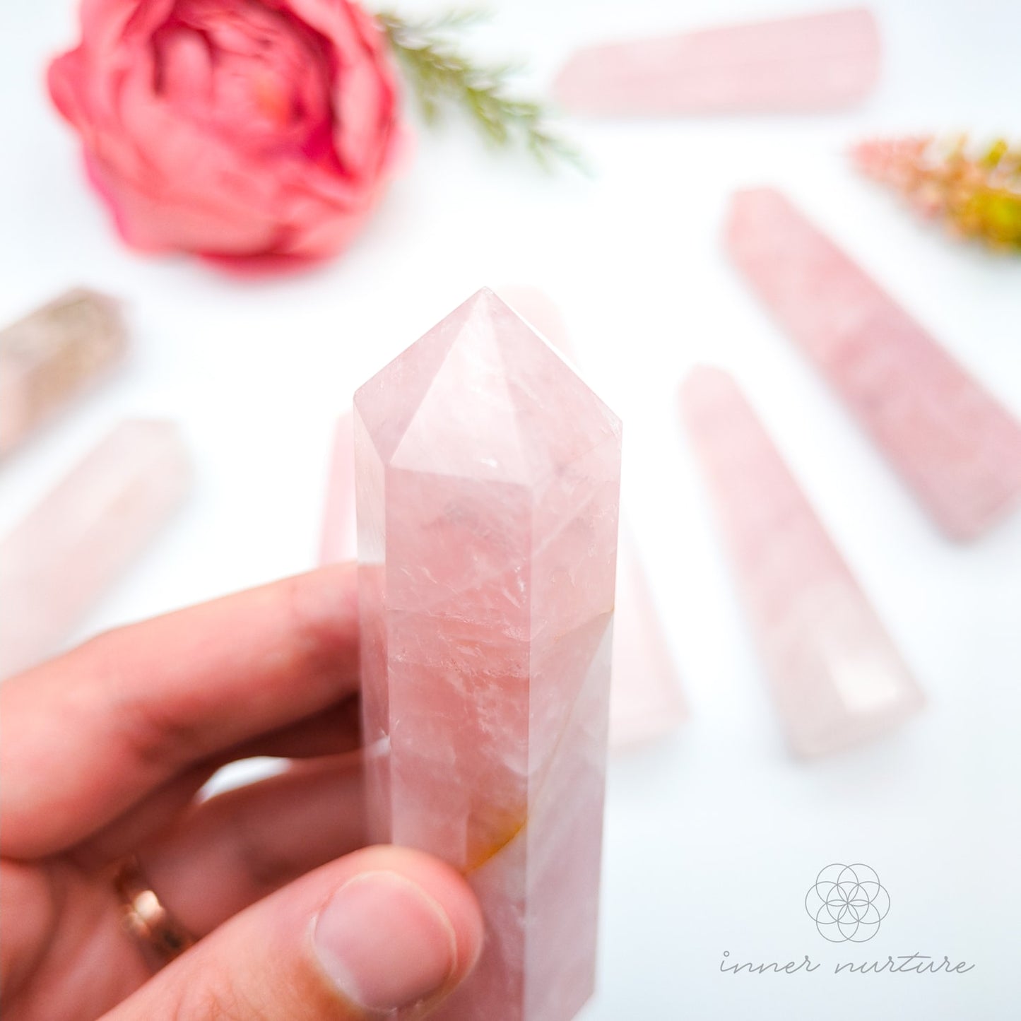 Rose Quartz Generator Tower | Crystal Shop Australia - Inner Nurture