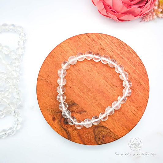 Clear Quartz Bracelet (8mm Polished Beads) | Shop Crystal Jewellery Australia - Inner Nurture