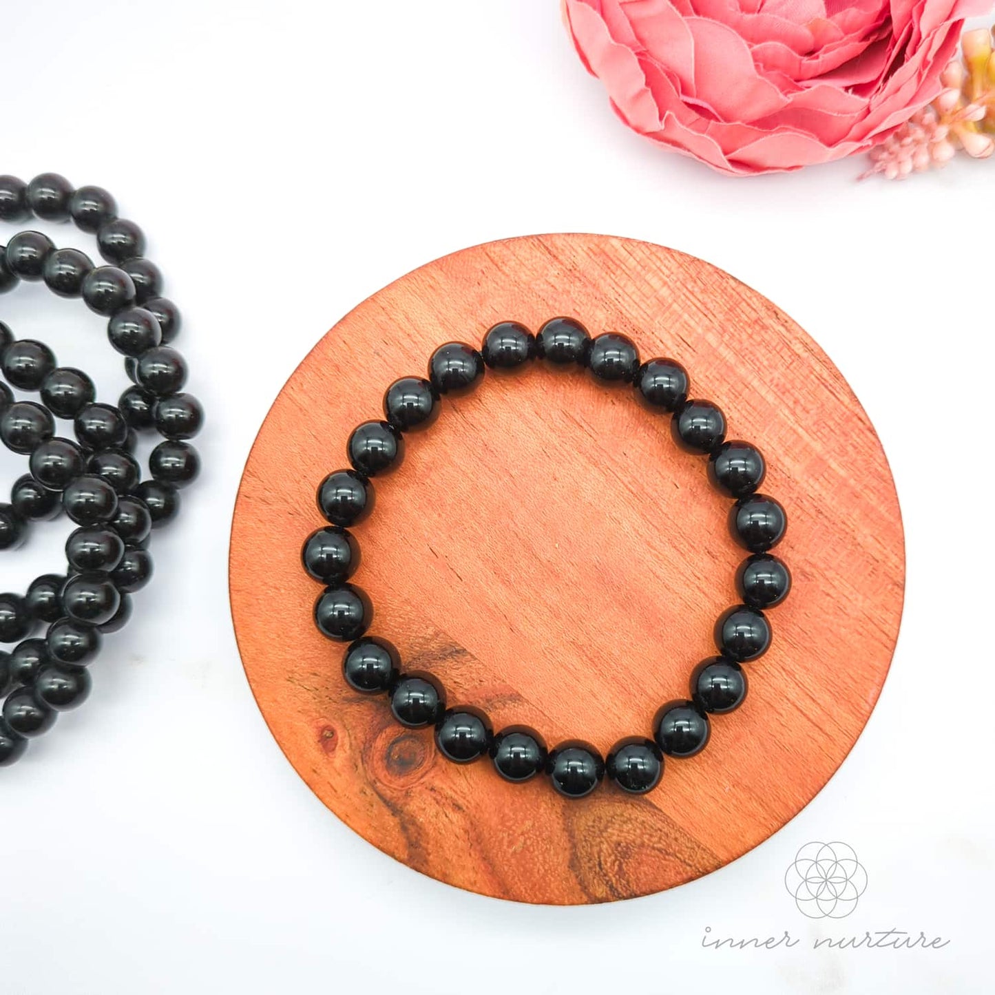 Black Obsidian Bracelet (6mm or 8mm Polished Beads) | Shop Crystal Jewellery Australia - Inner Nurture