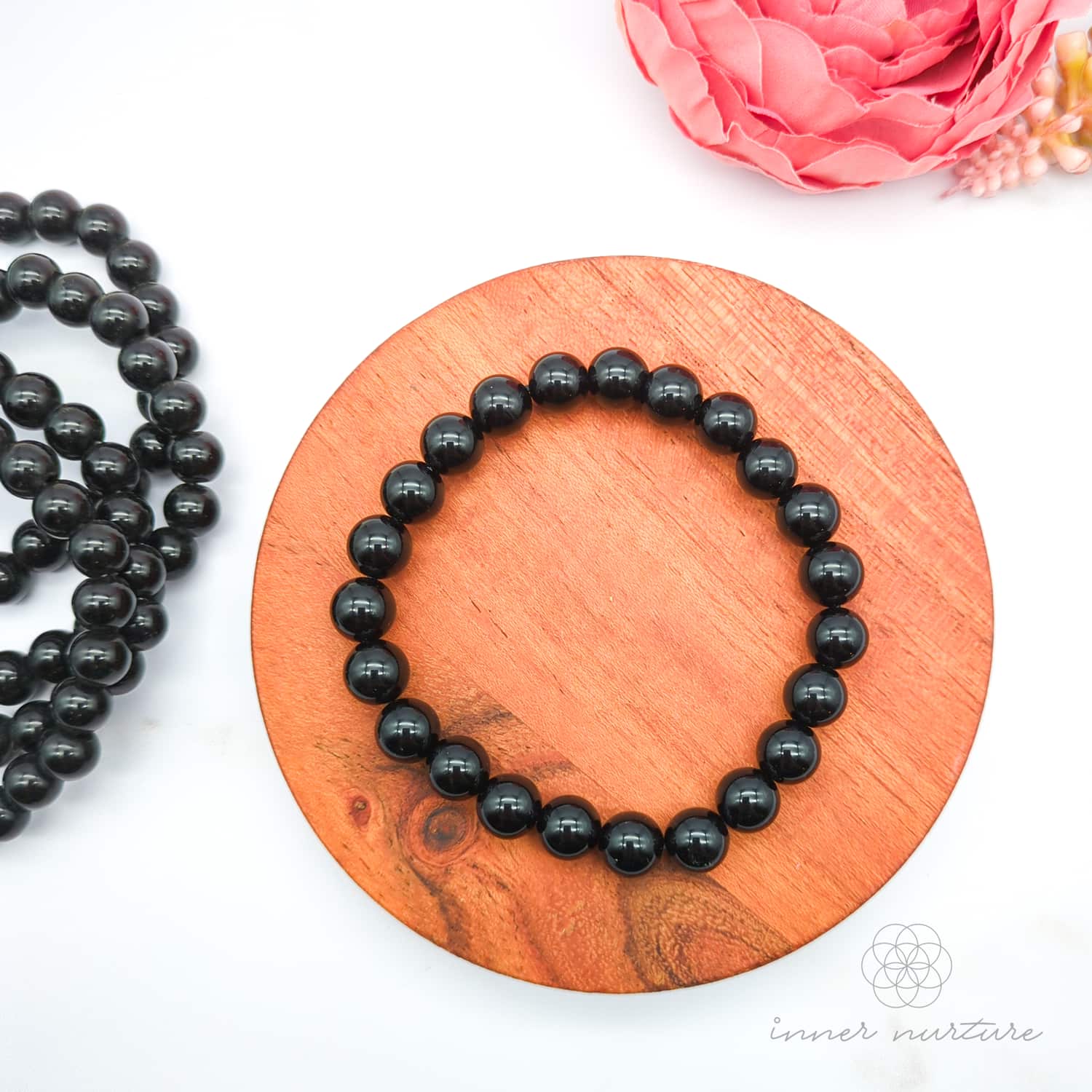 Black Obsidian Bracelet (6mm or 8mm Polished Beads) | Shop Crystal Jewellery Australia - Inner Nurture