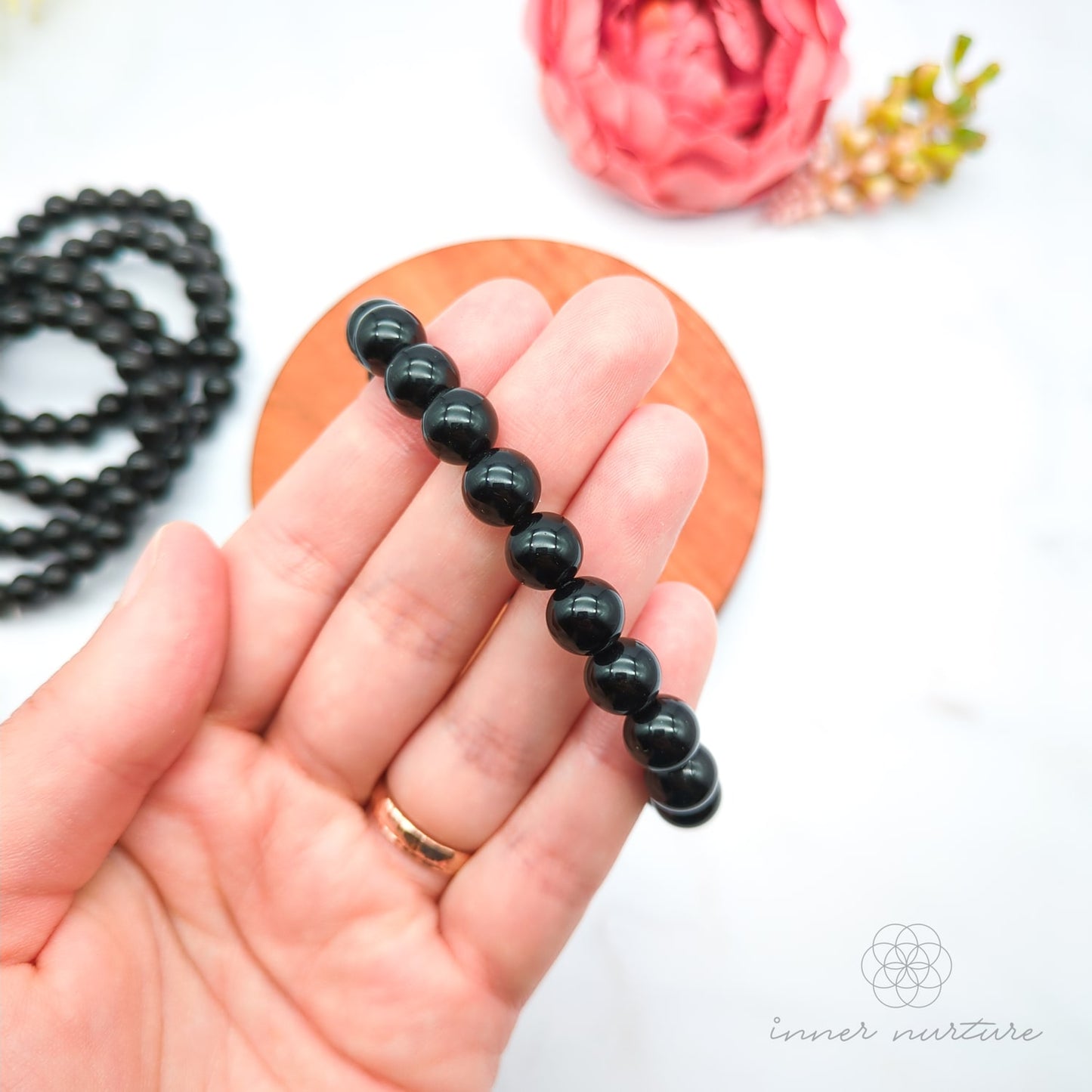 Black Obsidian Bracelet (6mm or 8mm Polished Beads) | Shop Crystal Jewellery Australia - Inner Nurture