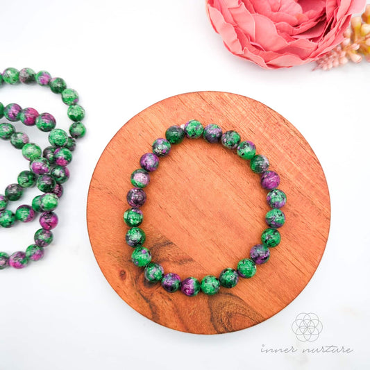 Ruby Zoisite Bracelet (8mm Polished Beads) | Shop Crystal Jewellery Australia - Inner Nurture