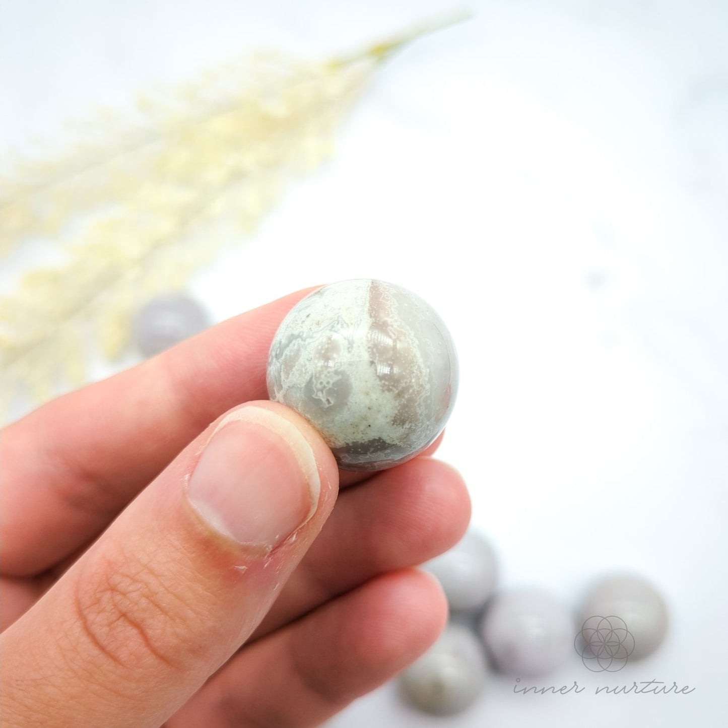 White Ocean Jasper Mini Sphere | Crystal Shop Australia - Inner Nurture