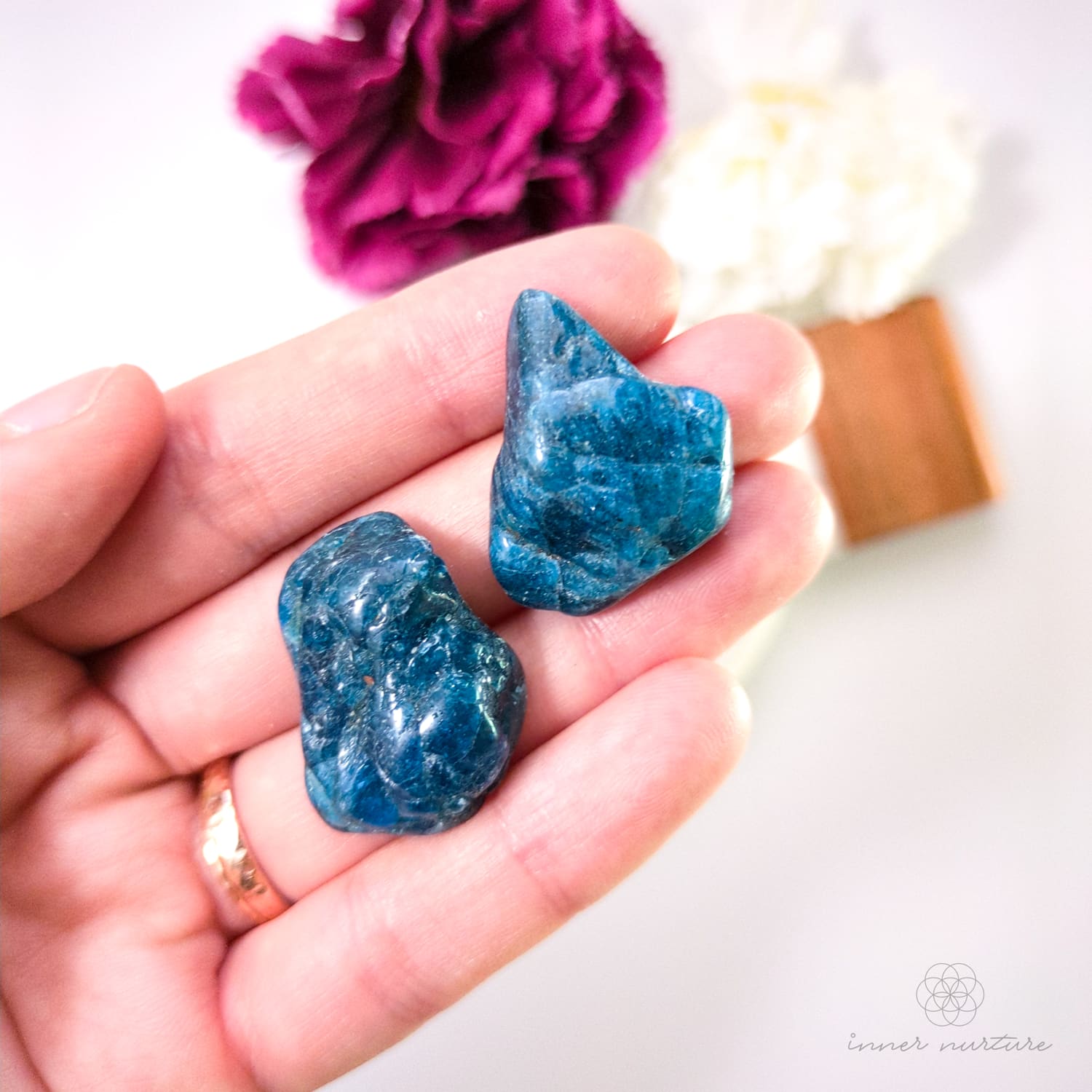 Blue Apatite Semi-Polished Tumble - Inner Nurture | Crystal Shop Australia 