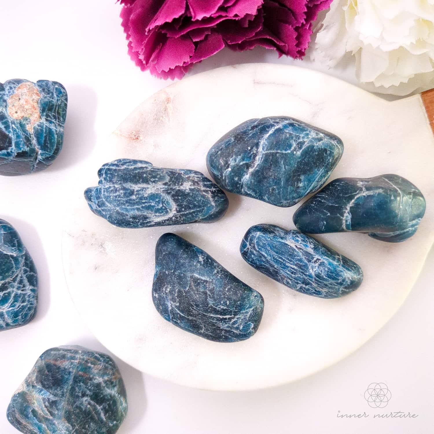 Blue Apatite Semi-Polished Tumble - Inner Nurture | Crystal Shop Australia 
