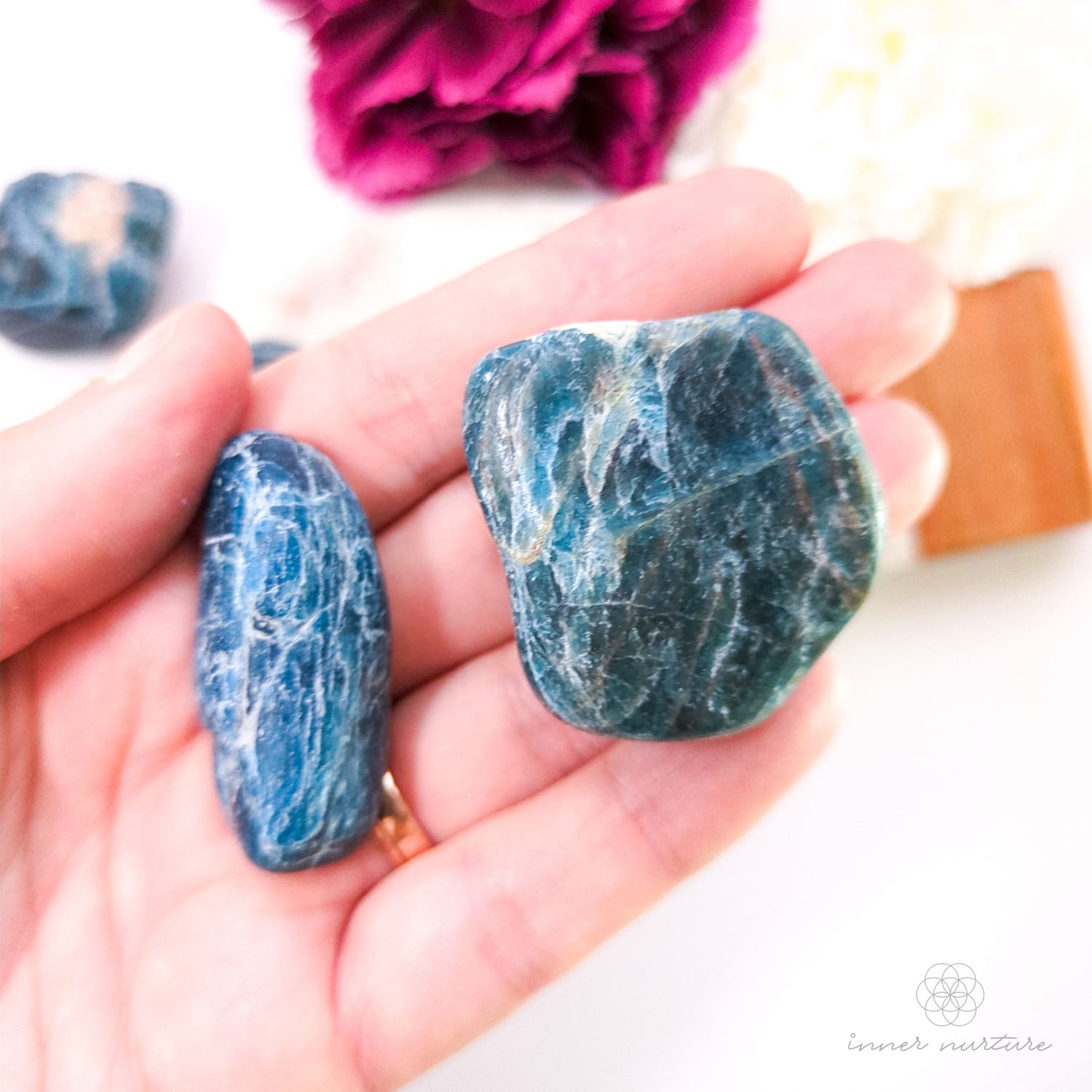 Blue Apatite Semi-Polished Tumble - Inner Nurture | Crystal Shop Australia 