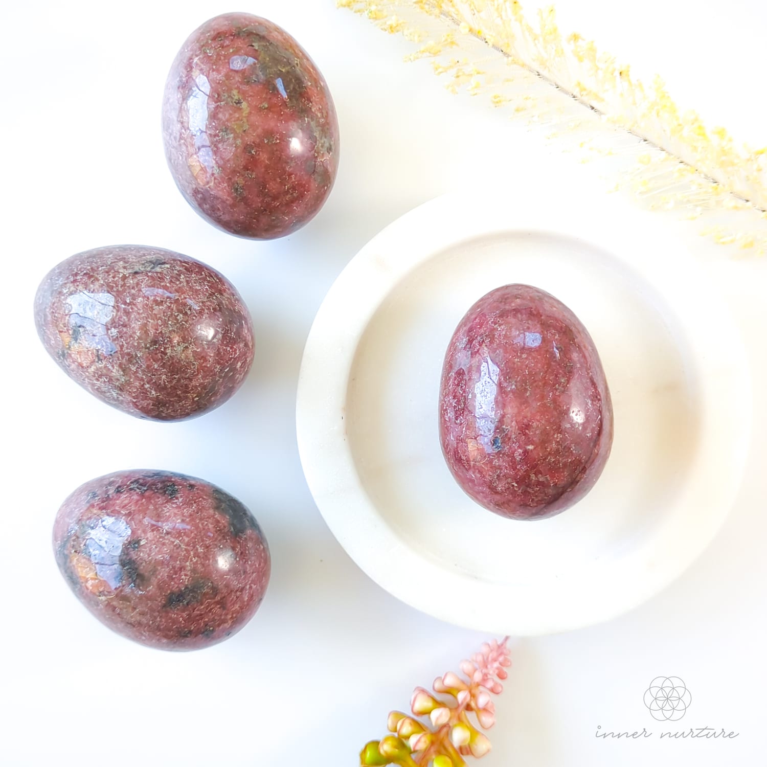 Rhodonite Polished Egg - Inner Nurture | Crystal Shop Australia 