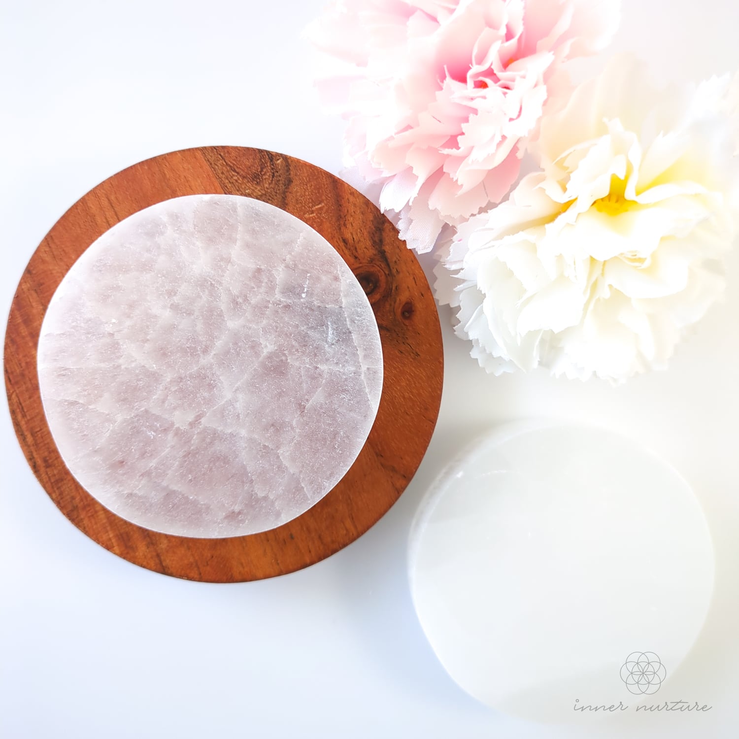 Selenite Charging Plate - 7cm Round | Crystal Shop Australia - Inner Nurture