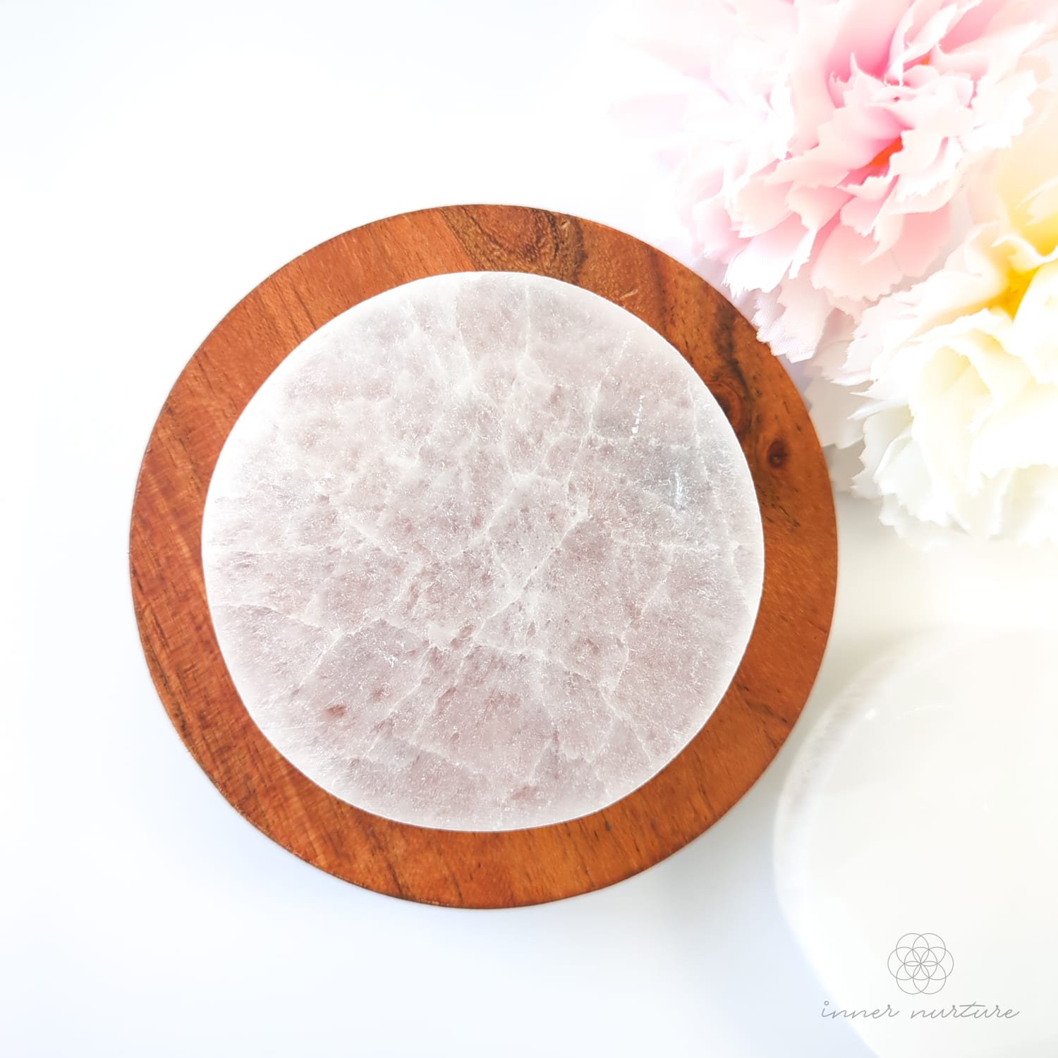 Selenite Charging Plate - 7cm Round | Crystal Shop Australia - Inner Nurture