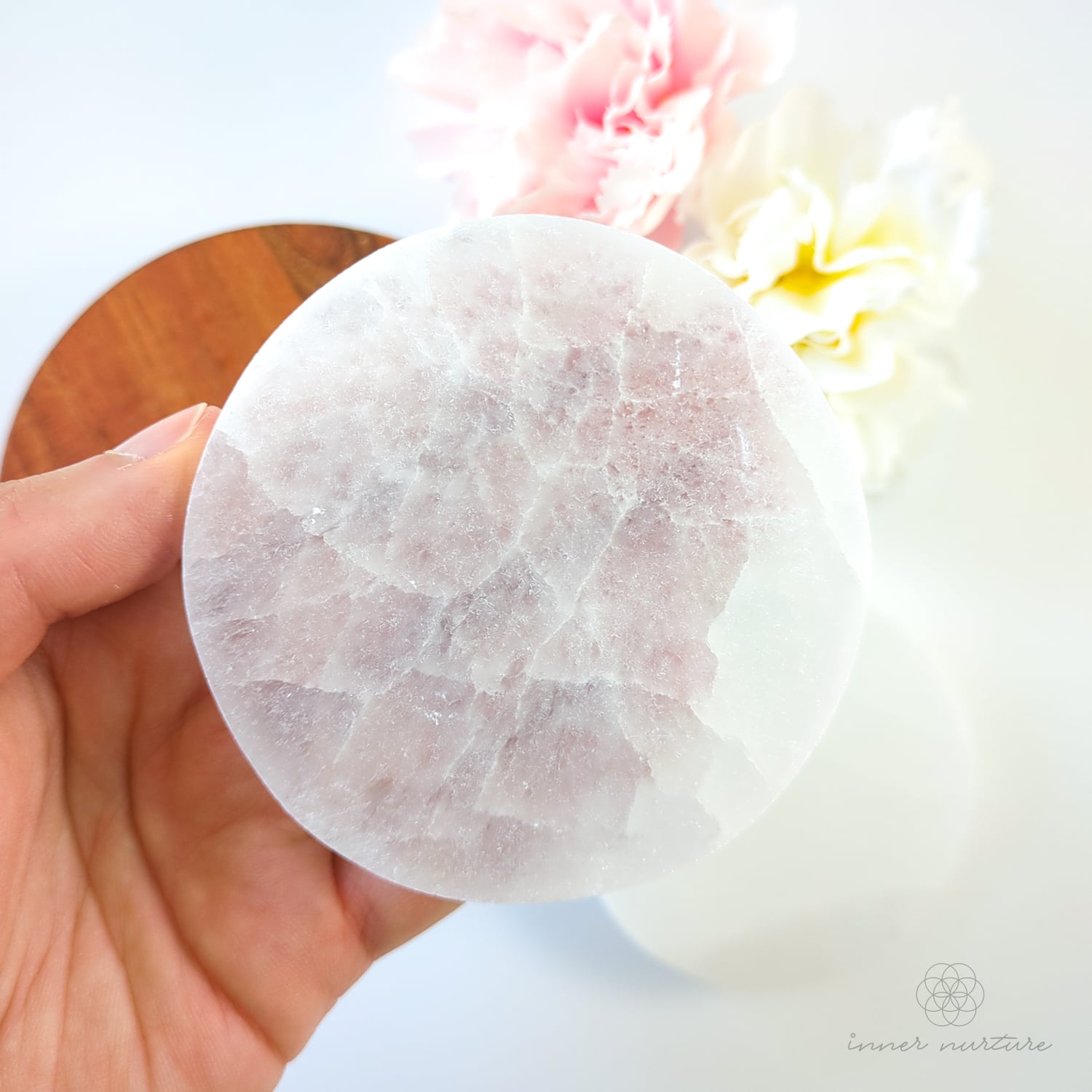 Selenite Charging Plate - 7cm Round | Crystal Shop Australia - Inner Nurture