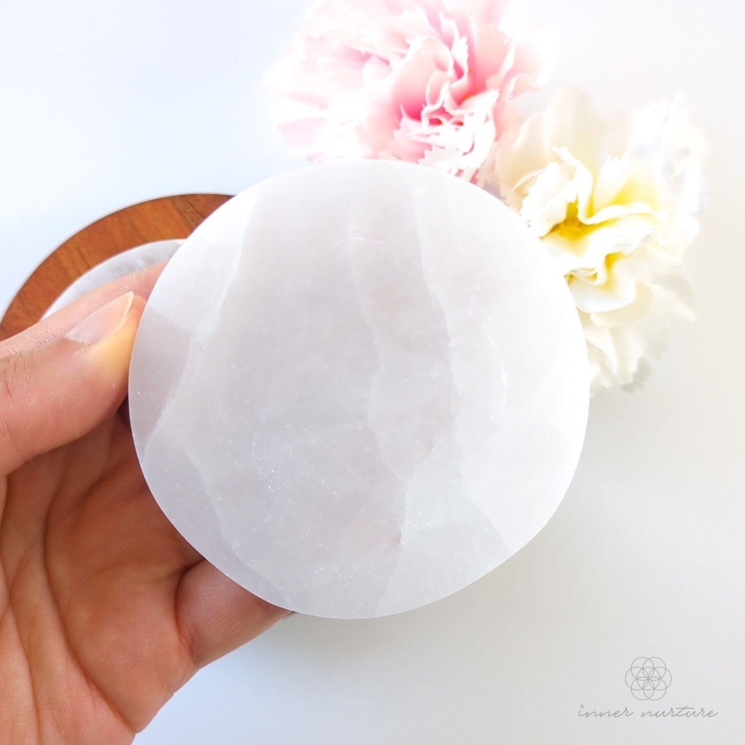 Selenite Charging Plate - 7cm Round | Crystal Shop Australia - Inner Nurture