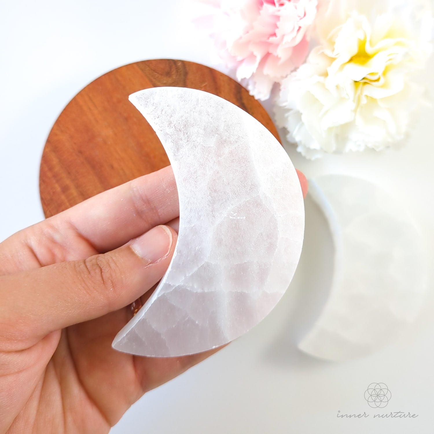 Selenite Charging Plate - 7cm Crescent Moon | Crystal Shop Australia - Inner Nurture