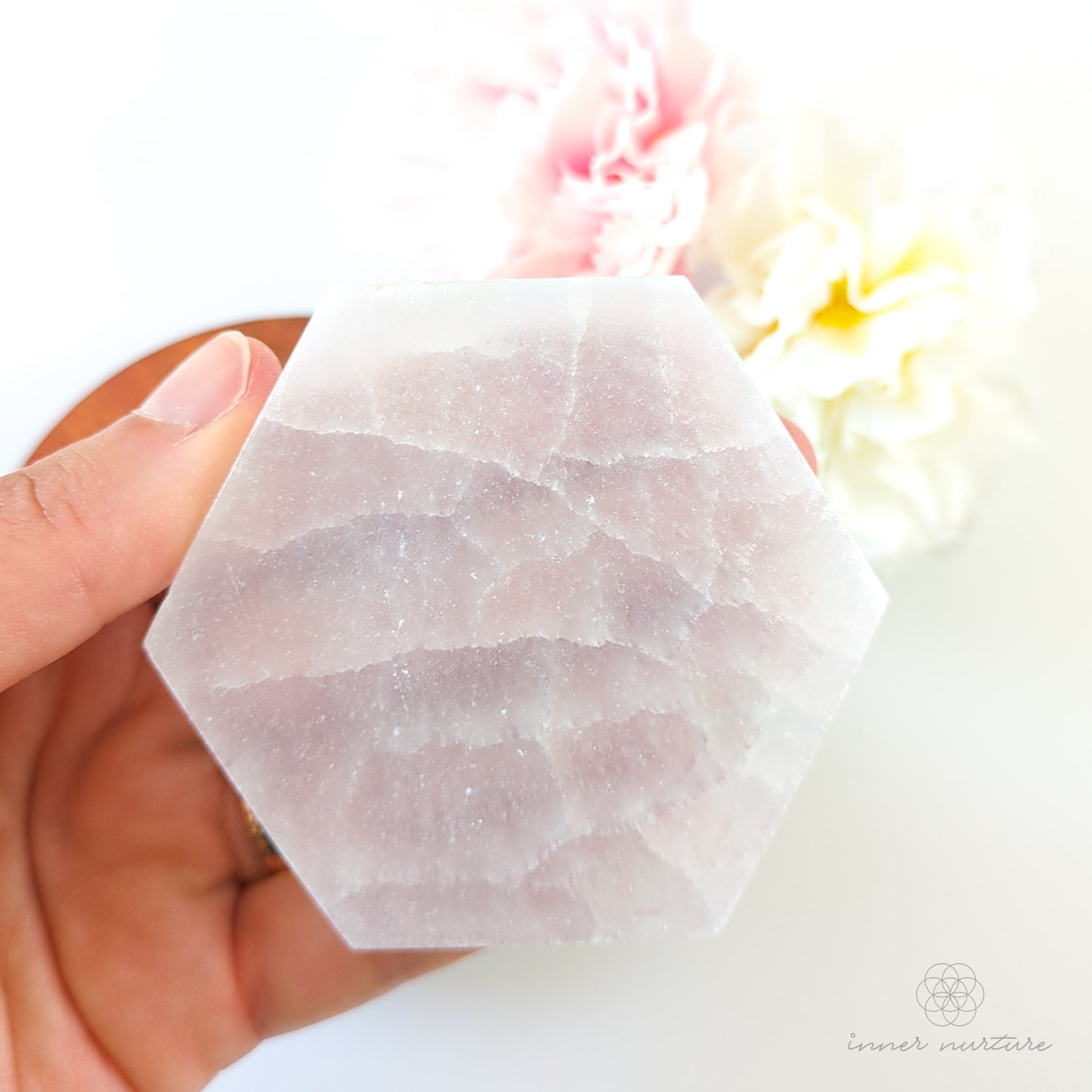 Selenite Charging Plate - 7cm Hexagonal | Crystal Shop Australia - Inner Nurture
