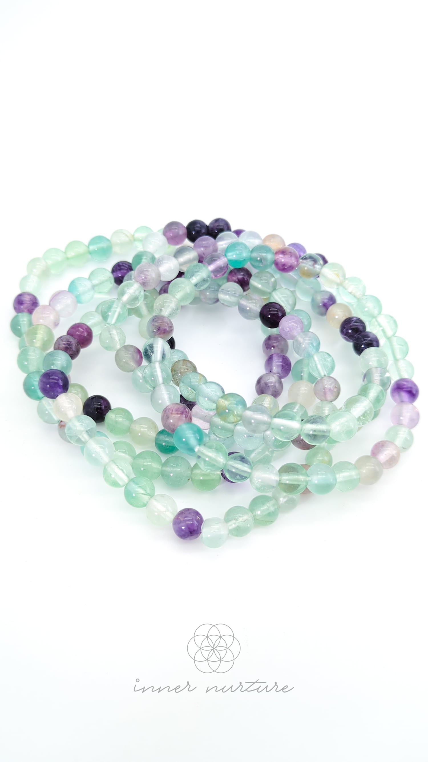 Rainbow Fluorite Bracelet (6mm Polished Beads) - Buy Jewellery Online Australia | Inner Nurture