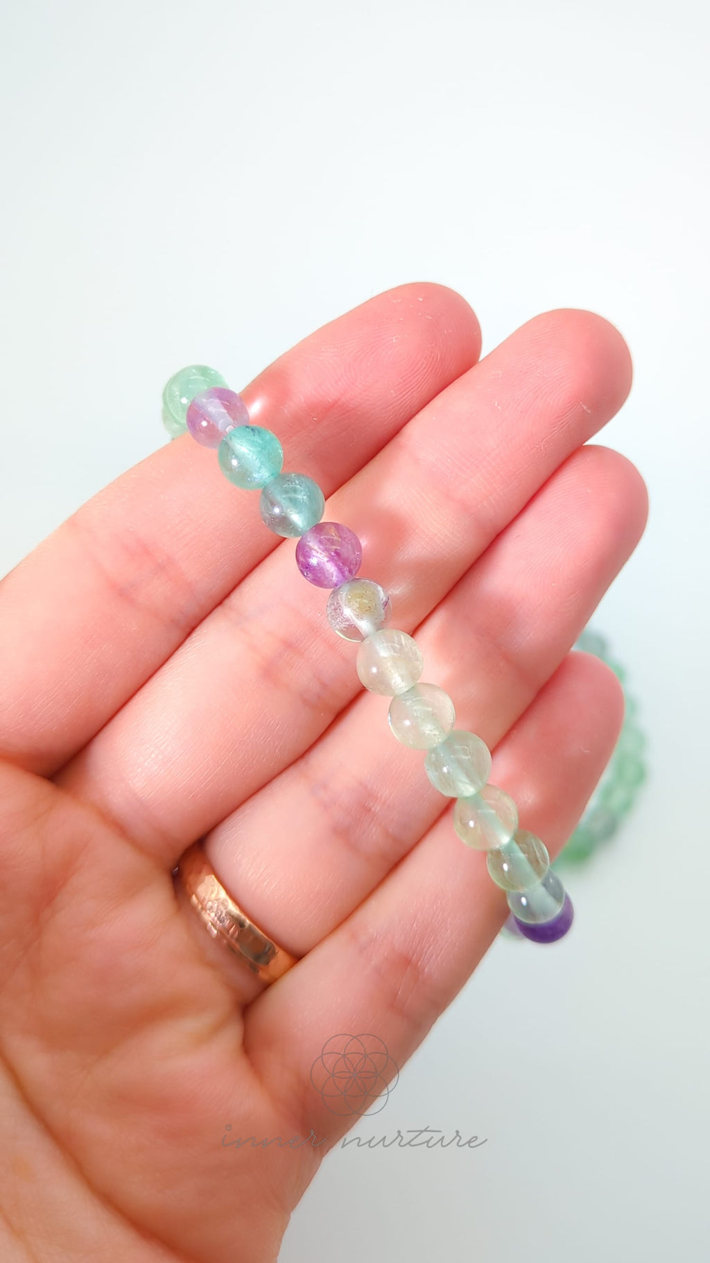 Rainbow Fluorite Bracelet (6mm Polished Beads) - Buy Jewellery Online Australia | Inner Nurture