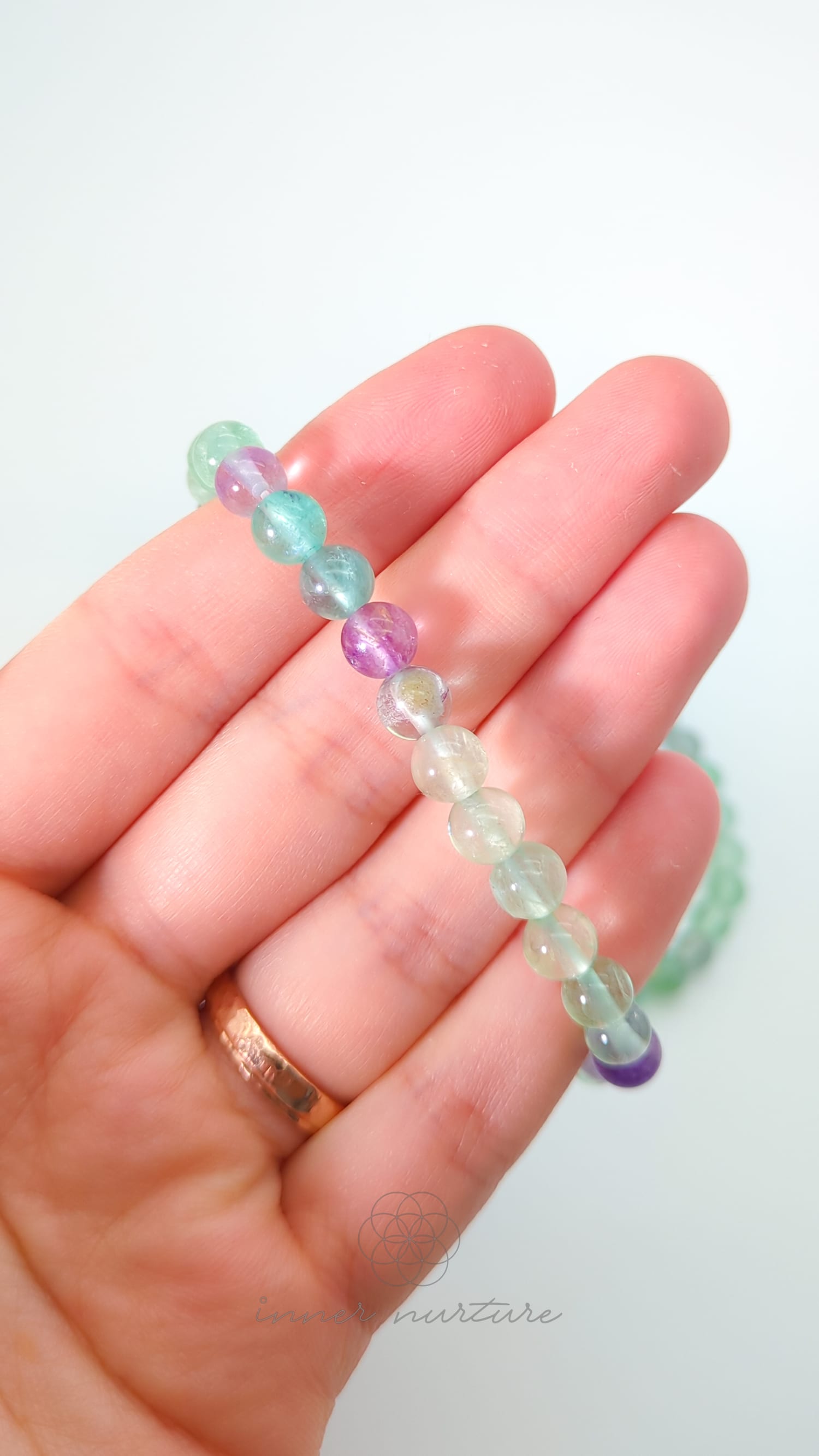 Rainbow Fluorite Bracelet (6mm Polished Beads) - Buy Jewellery Online Australia | Inner Nurture