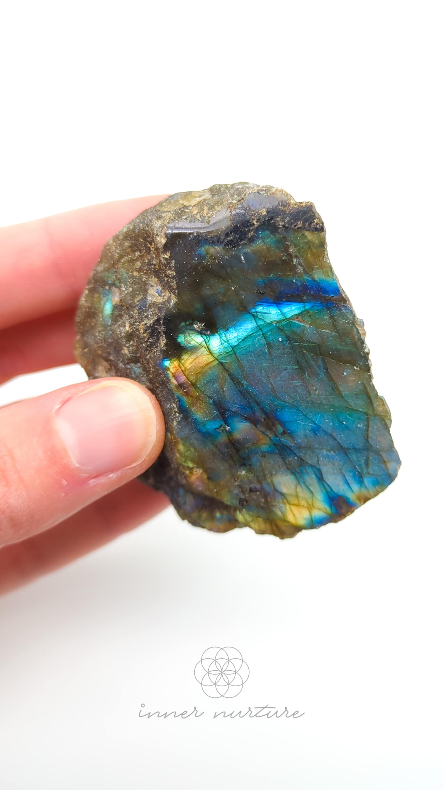Labradorite Slice (One Polished Side) | #4 - Buy Crystals Online Australia - Inner Nurture