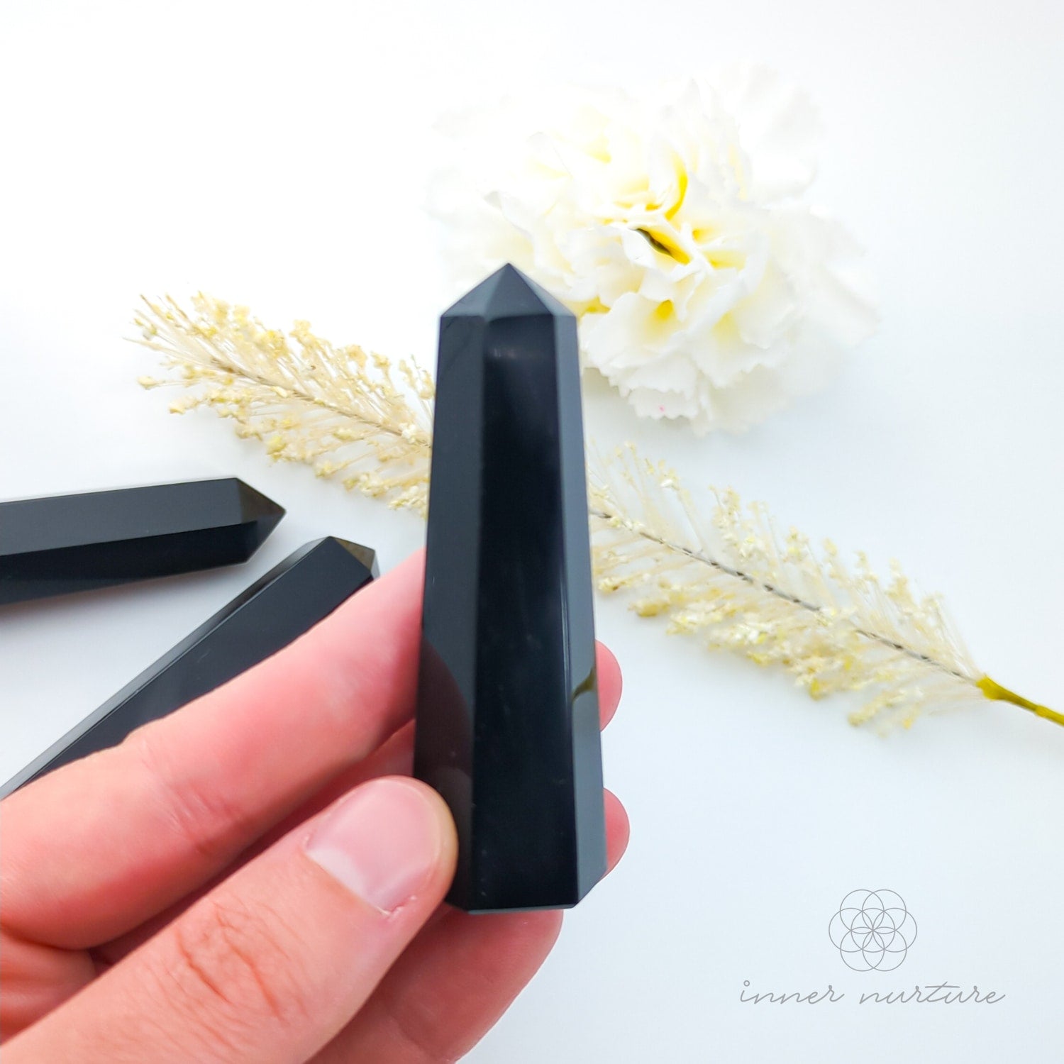 Black Obsidian Generator Tower for Protection & Grounding | Crystals Australia