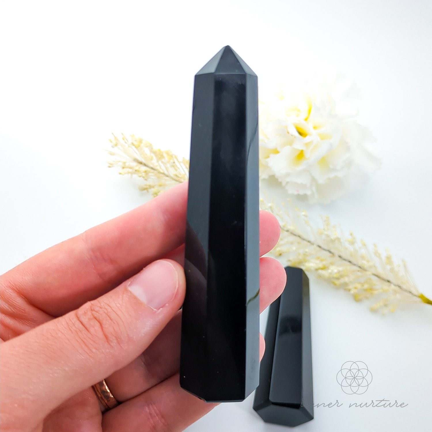 Black Obsidian Generator Tower for Protection & Grounding | Crystals Australia