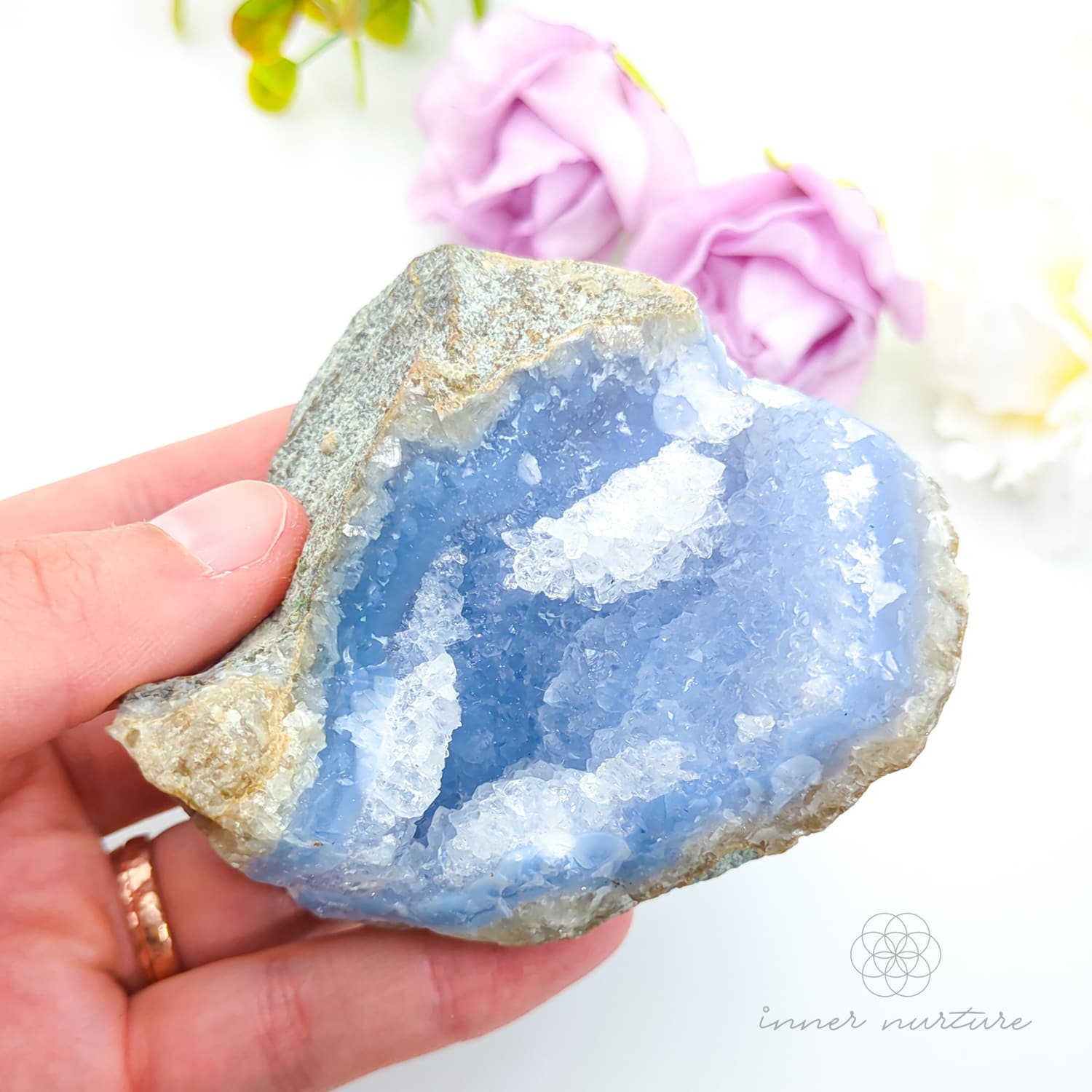 Blue Lace Agate Geode #1 for Calm & Communication | Crystals Australia