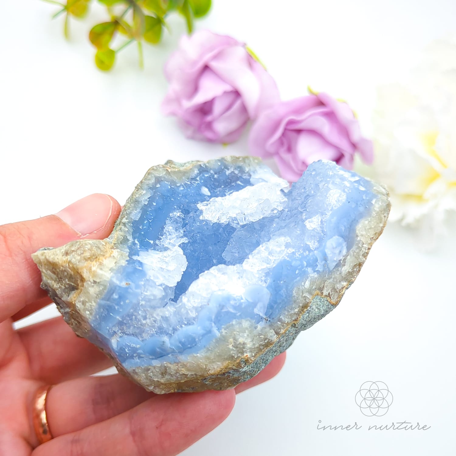 Blue Lace Agate Geode #1 for Calm & Communication | Crystals Australia