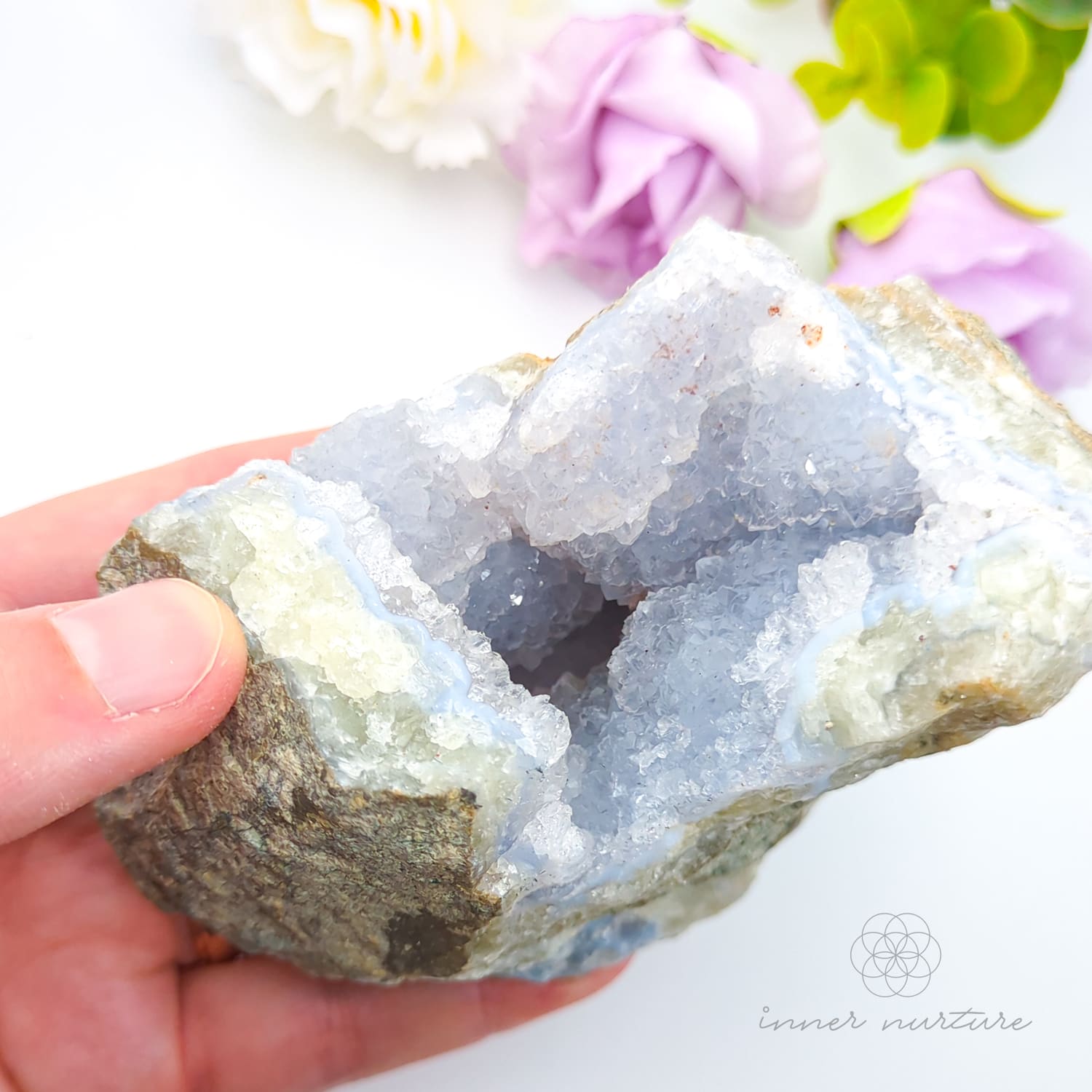 Blue Lace Agate Geode #2 for Calm & Communication | Crystals Australia