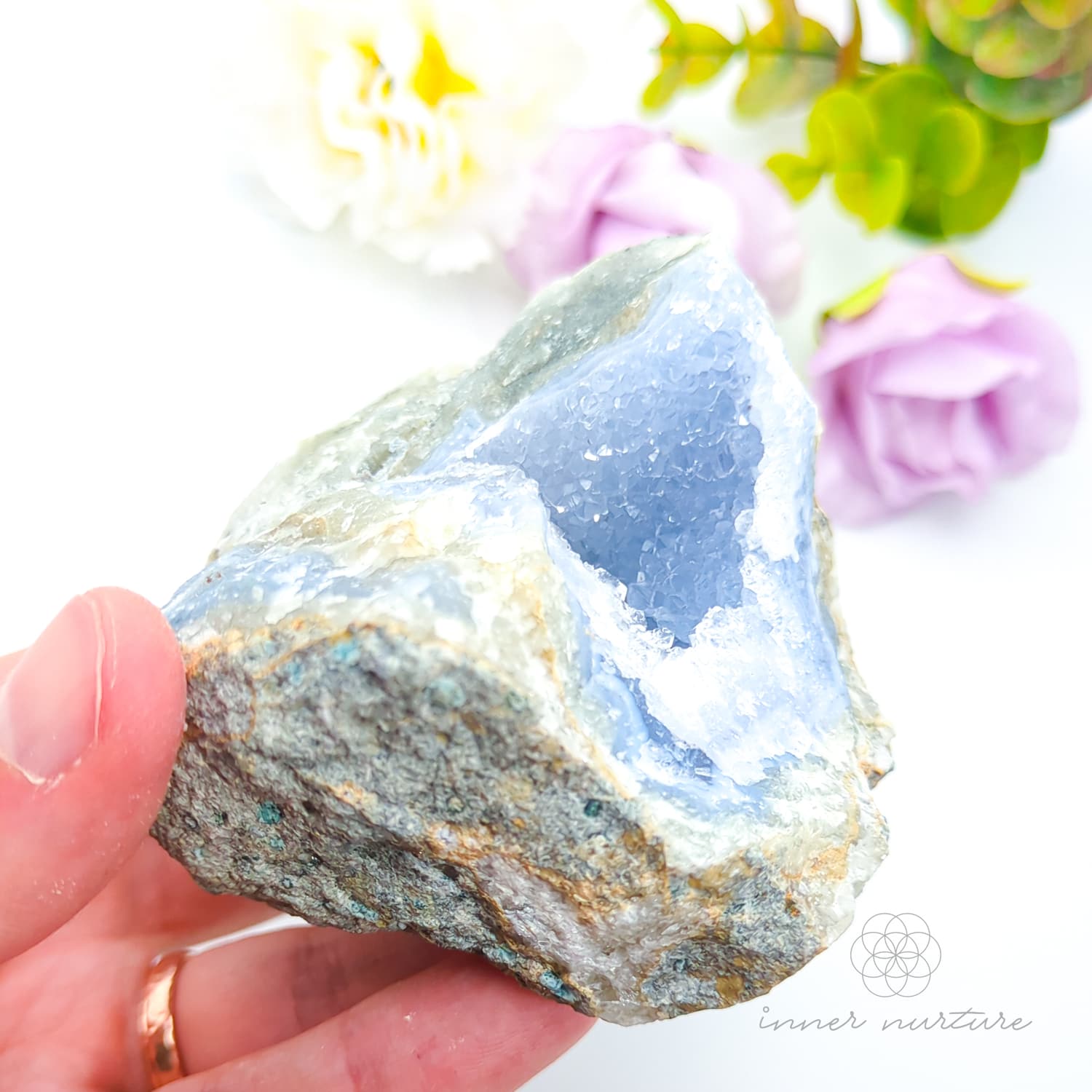 Blue Lace Agate Geode #4 for Calm & Communication | Crystals Australia