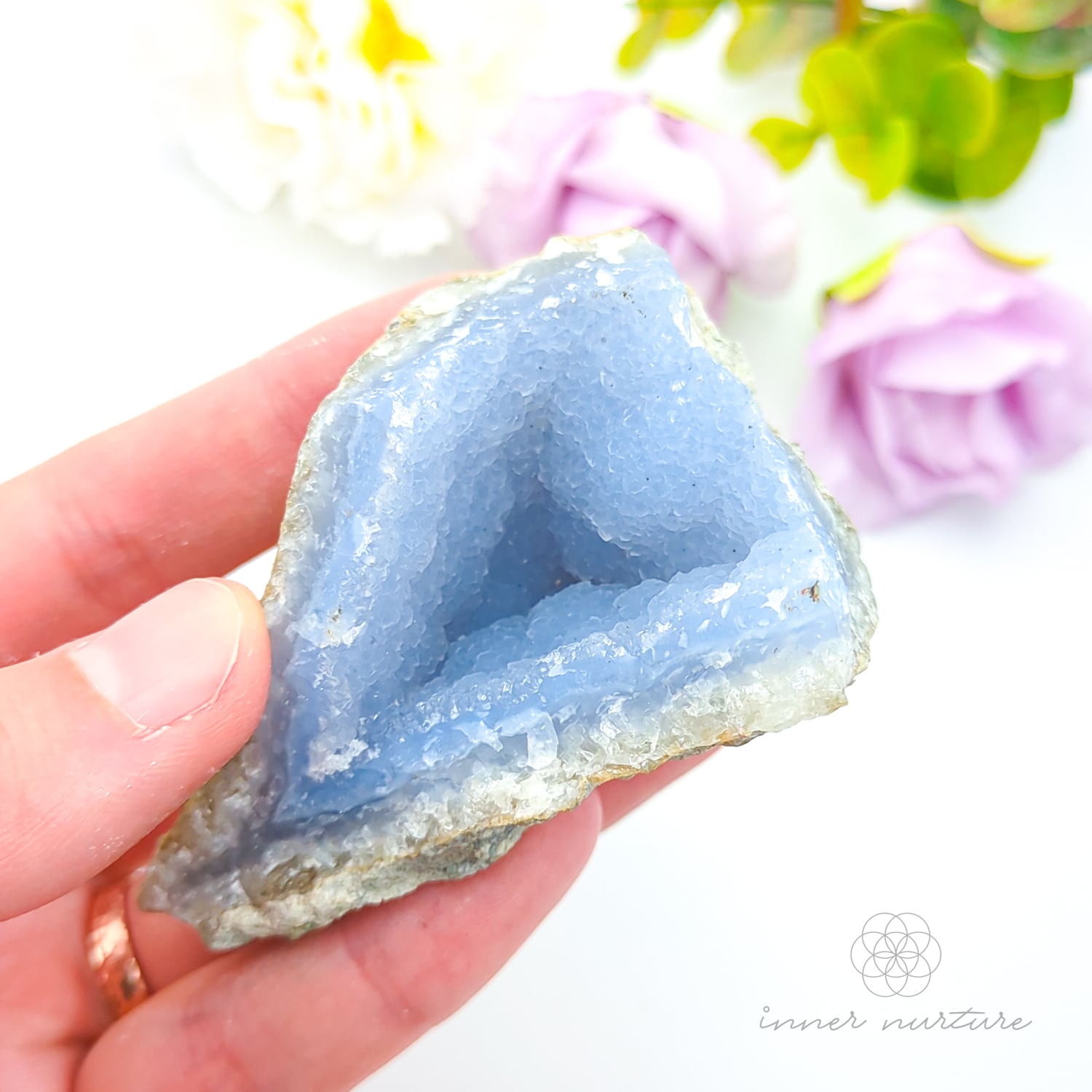 Blue Lace Agate Geode #5 for Calm & Communication | Crystals Australia