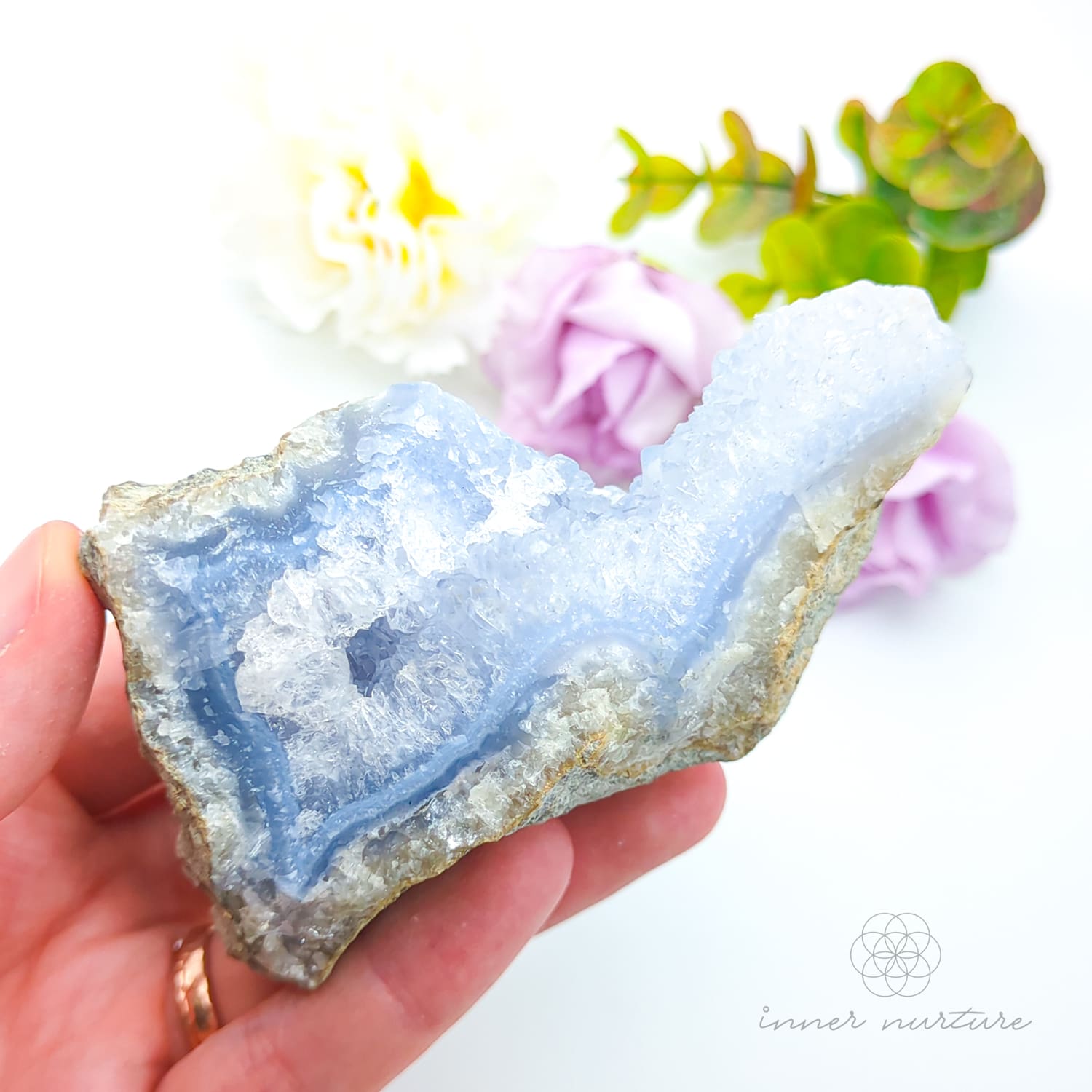 Blue Lace Agate Geode #6 for Calm & Communication | Crystals Australia