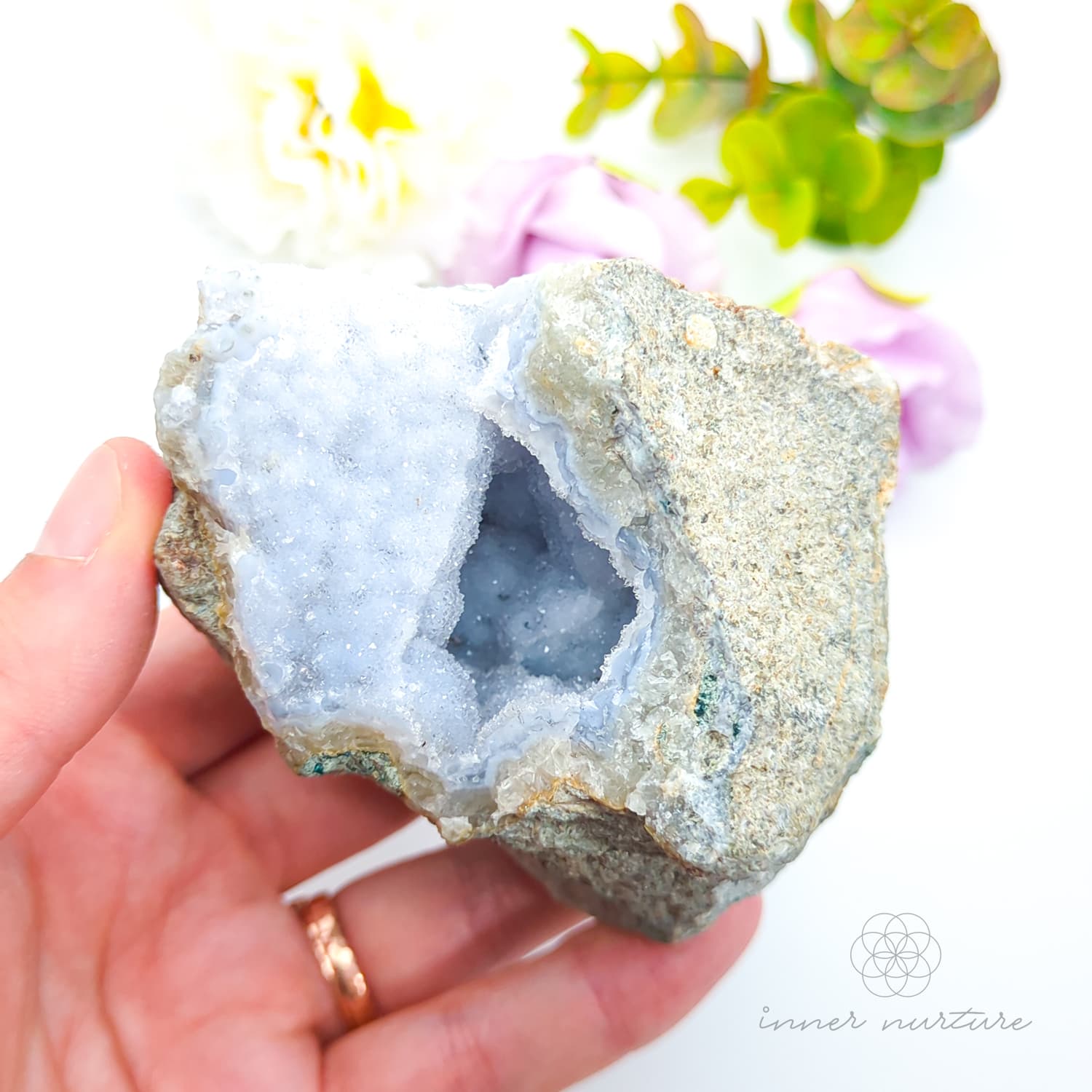 Blue Lace Agate Geode #7 for Calm & Communication | Crystals Australia