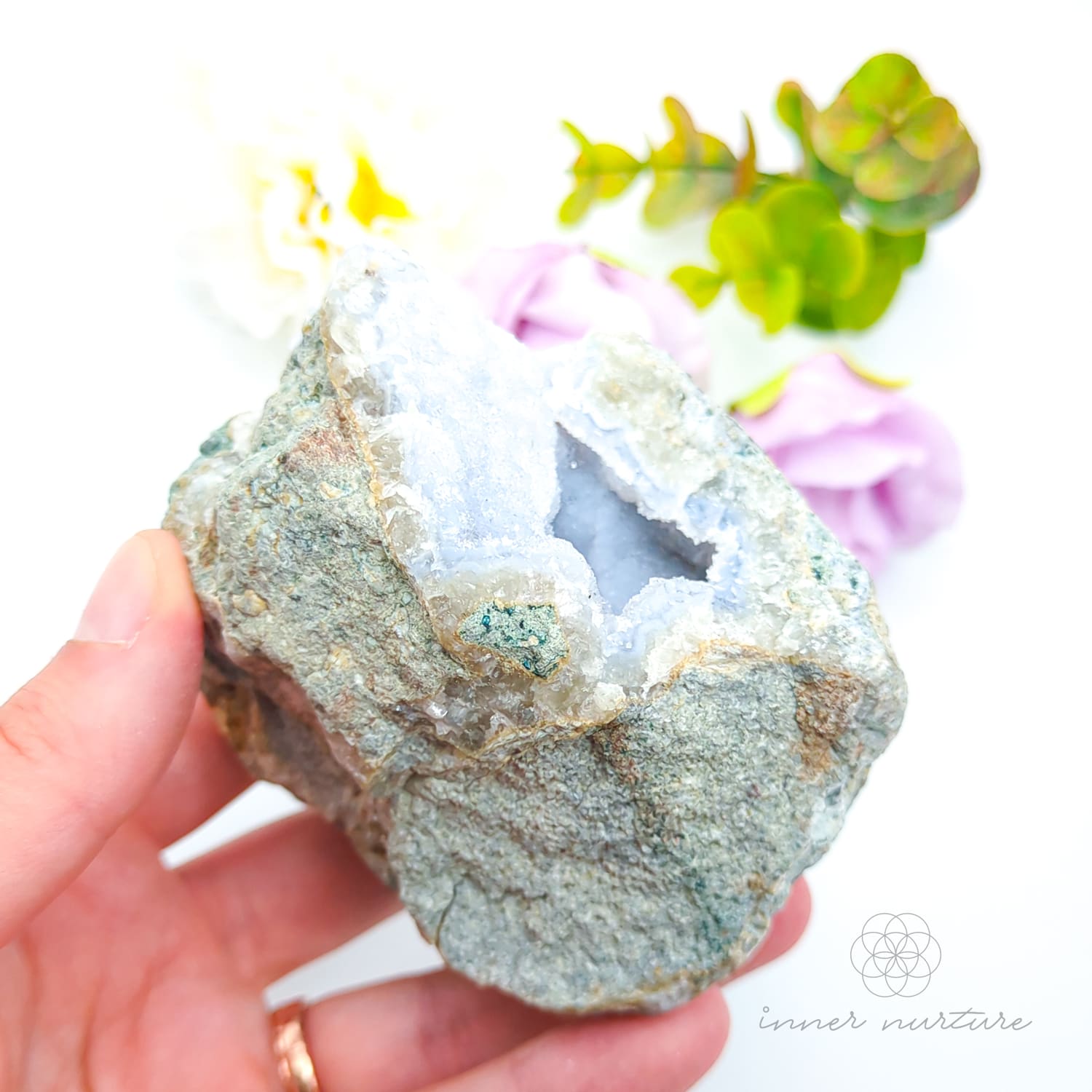 Blue Lace Agate Geode #7 for Calm & Communication | Crystals Australia