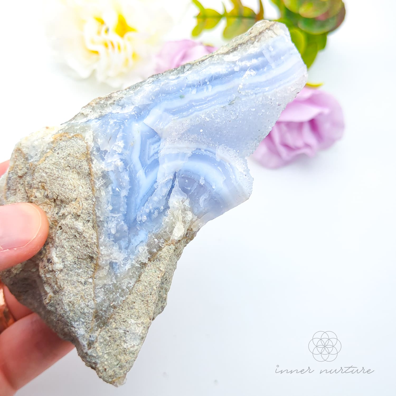 Blue Lace Agate Geode #8 for Calm & Communication | Crystals Australia