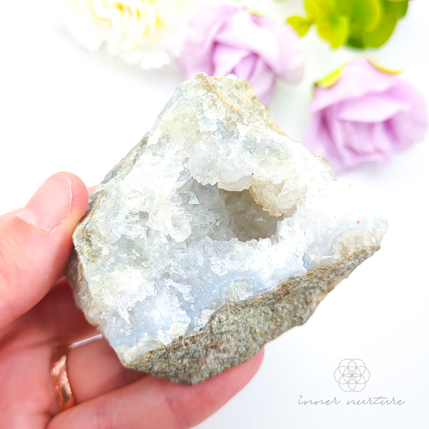 Blue Lace Agate Geode #9 for Calm & Communication | Crystals Australia