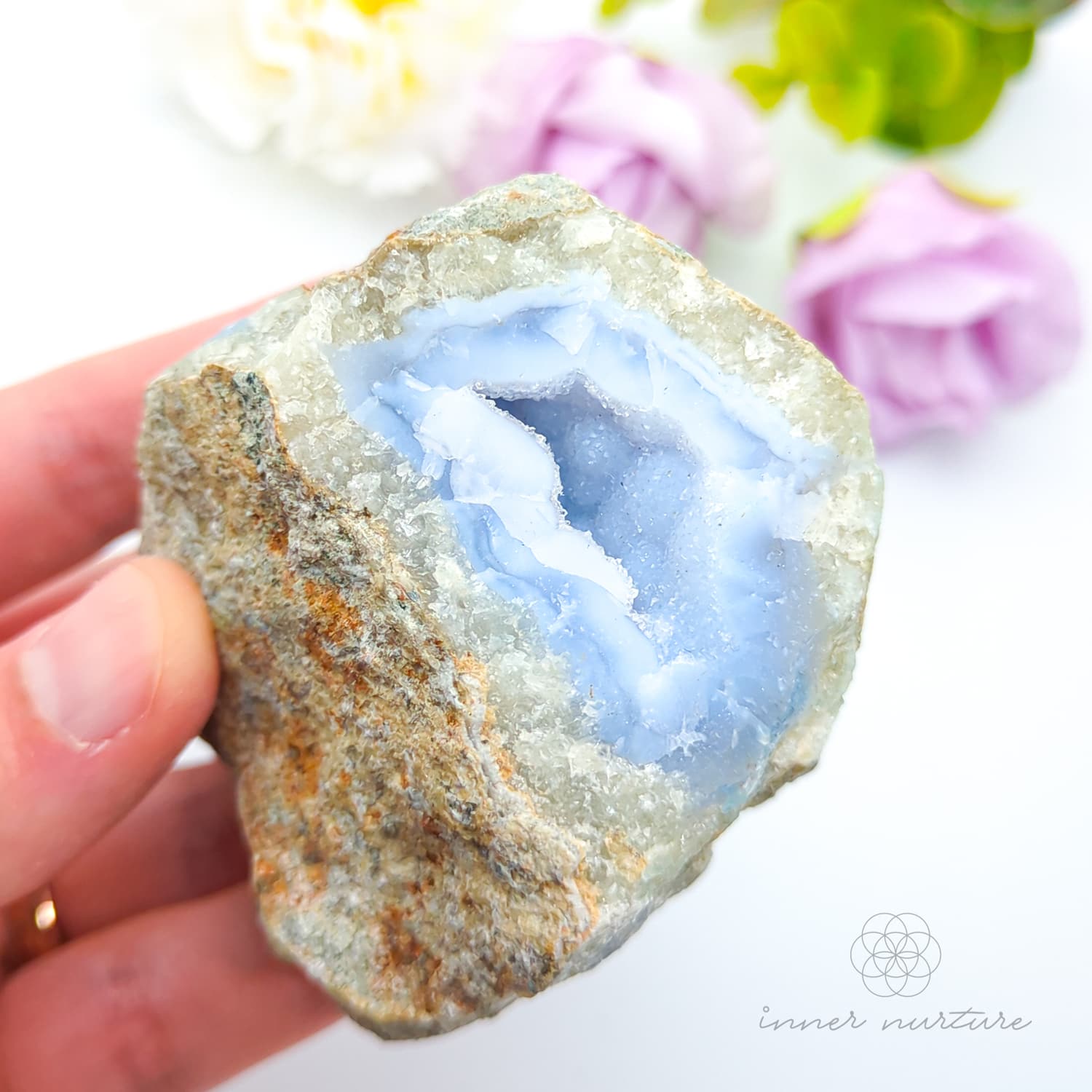 Blue Lace Agate Geode #11 for Calm & Communication | Crystals Australia