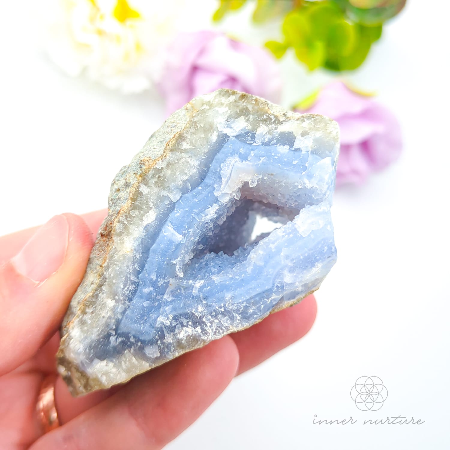 Blue Lace Agate Geode #12 for Calm & Communication | Crystals Australia