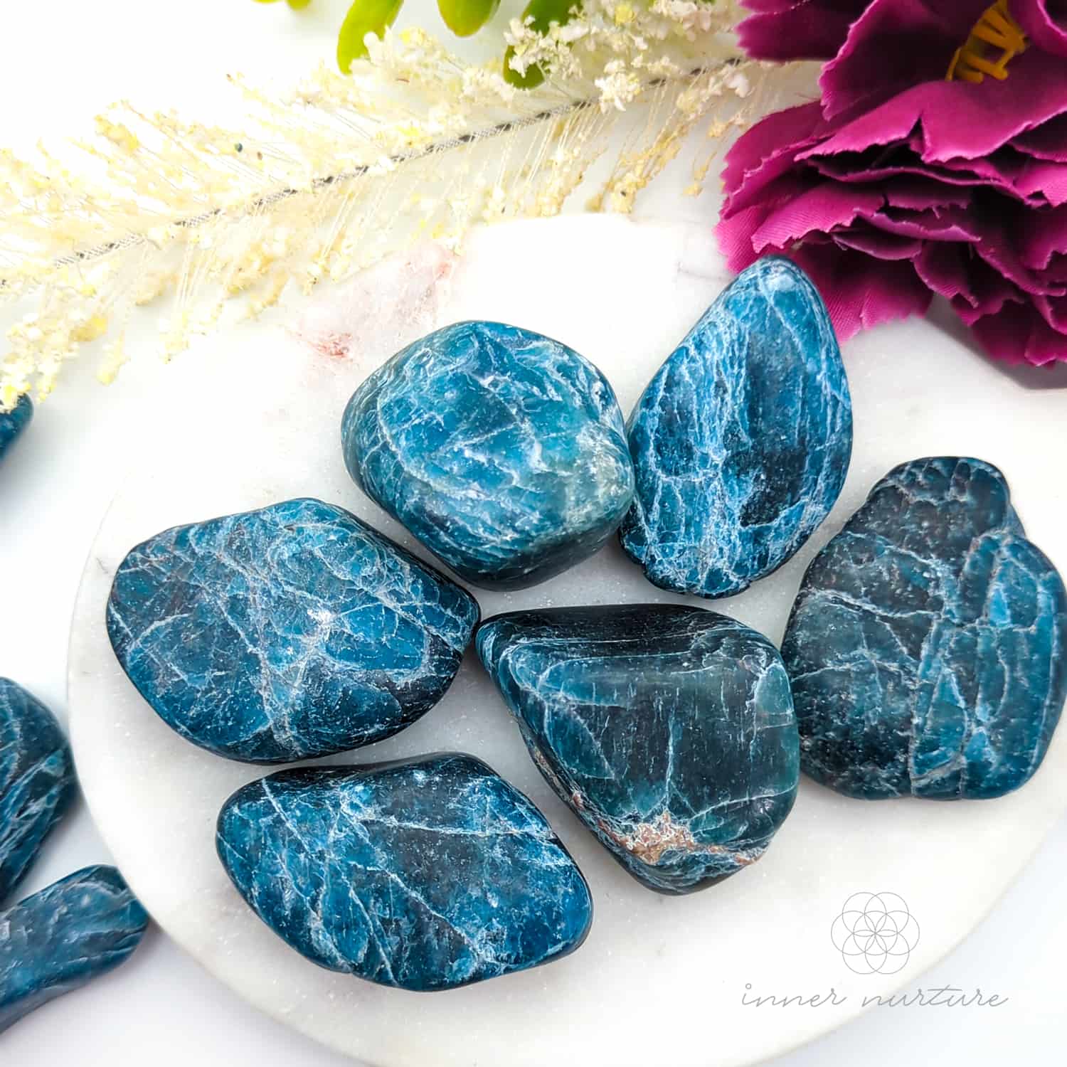 Blue Apatite Tumble (Semi-Polished) | Natural Blue Apatite Crystal | Inner Nurture