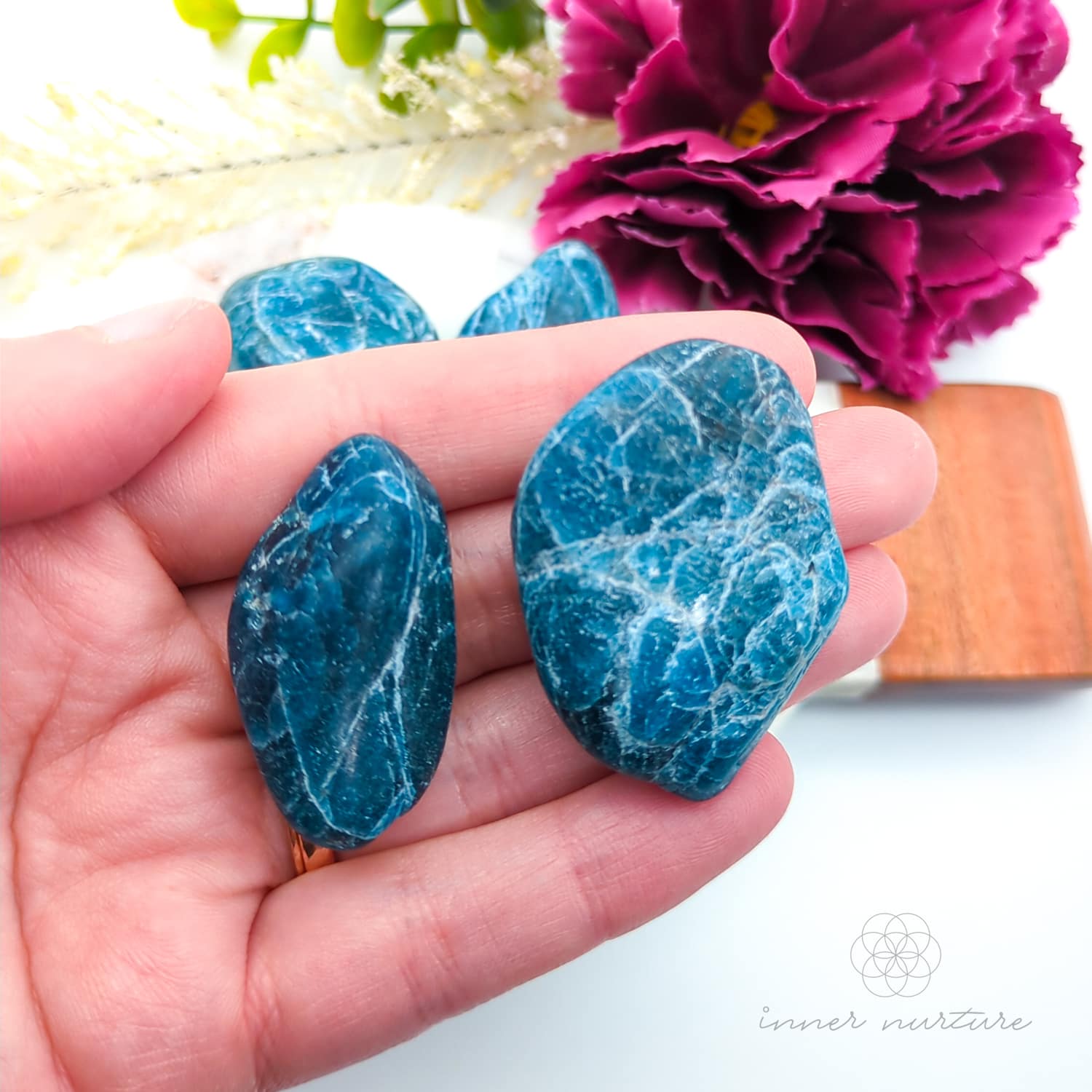 Blue Apatite Tumble (Semi-Polished) | Natural Blue Apatite Crystal | Inner Nurture