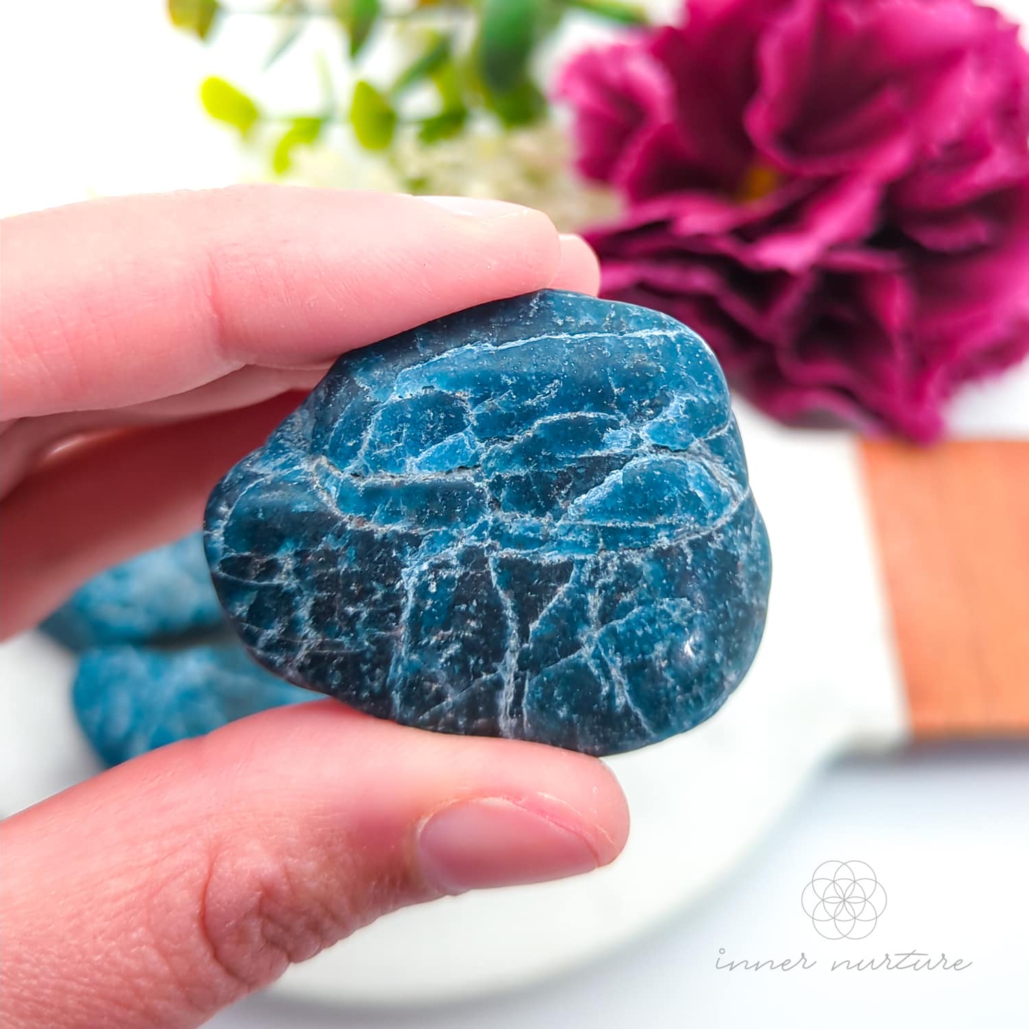 Blue Apatite Tumble (Semi-Polished) | Natural Blue Apatite Crystal | Inner Nurture