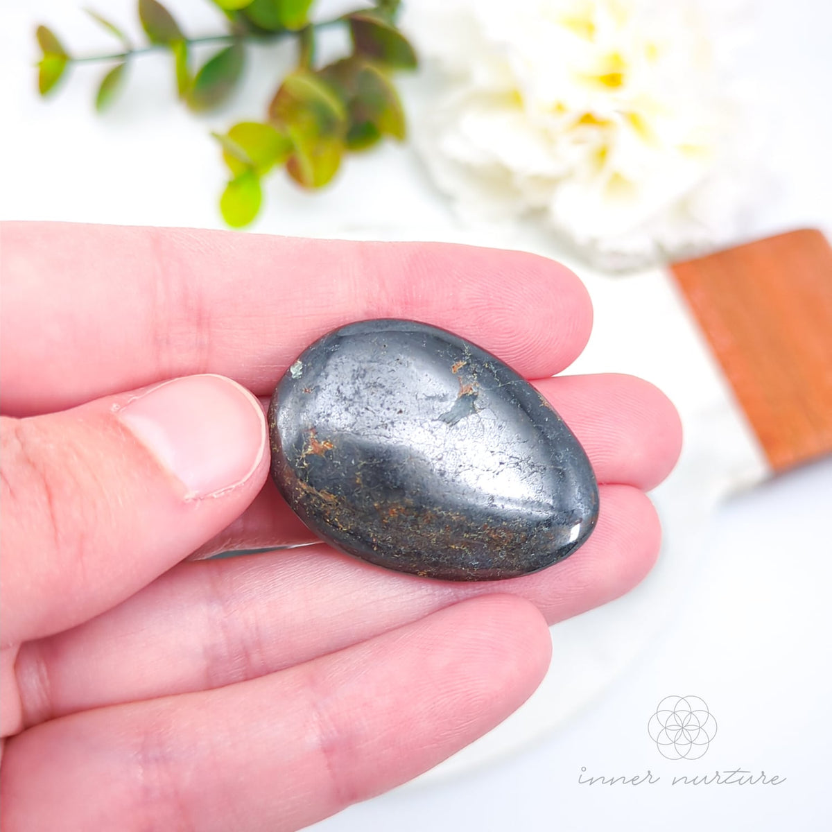 Hematite Palm Stone (Mini) | Shop Crystals Online Australia - Inner Nurture