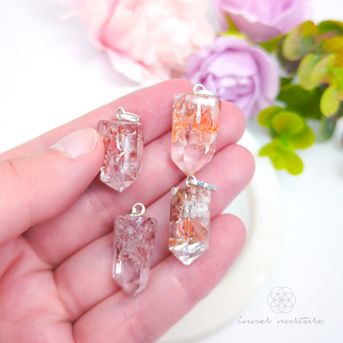 Fire Quartz Point Pendant (Sterling Silver) | Shop Crystal Jewellery Online Australia - Inner Nurture