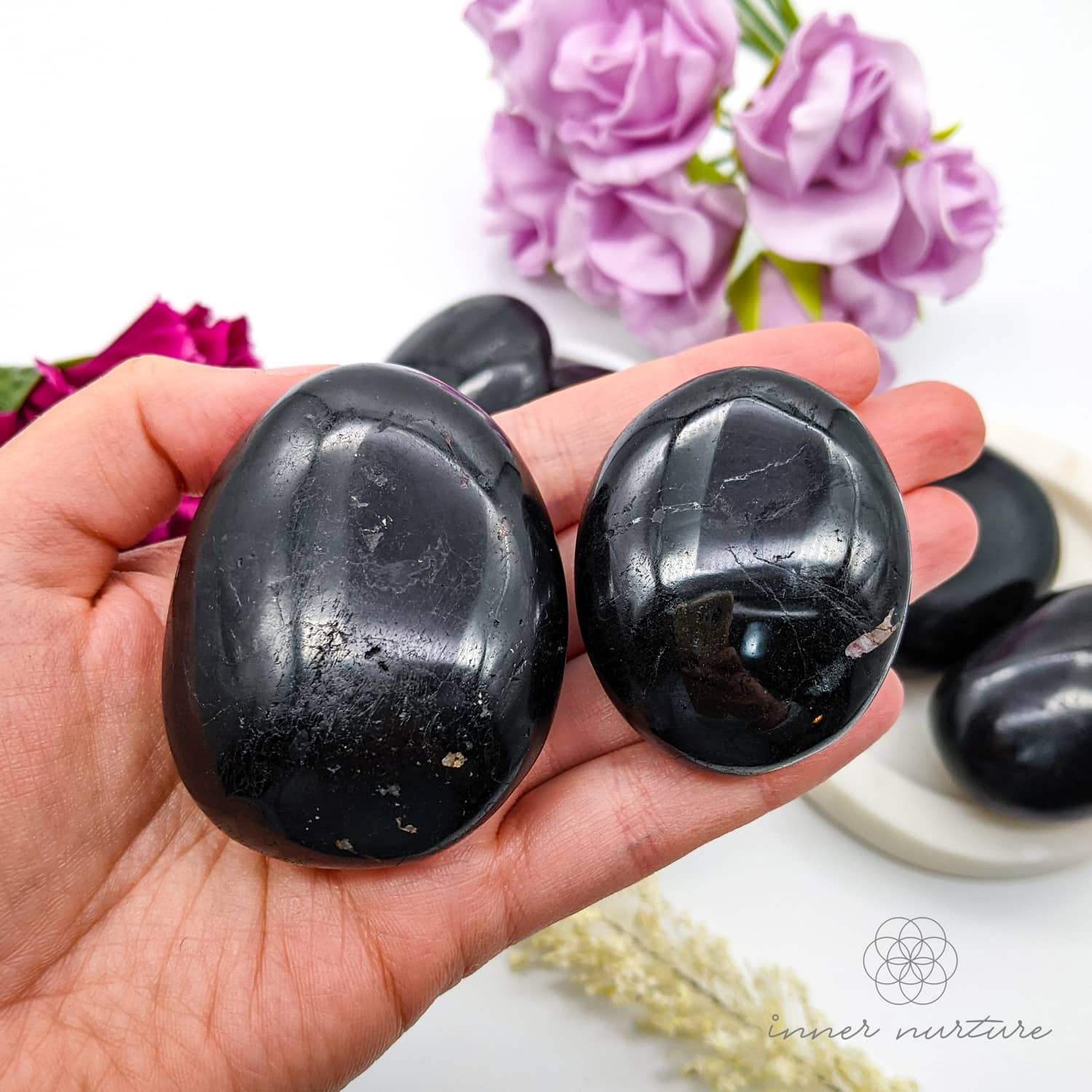 Black Tourmaline Palm Stone | Crystal Shop Australia - Inner Nurture